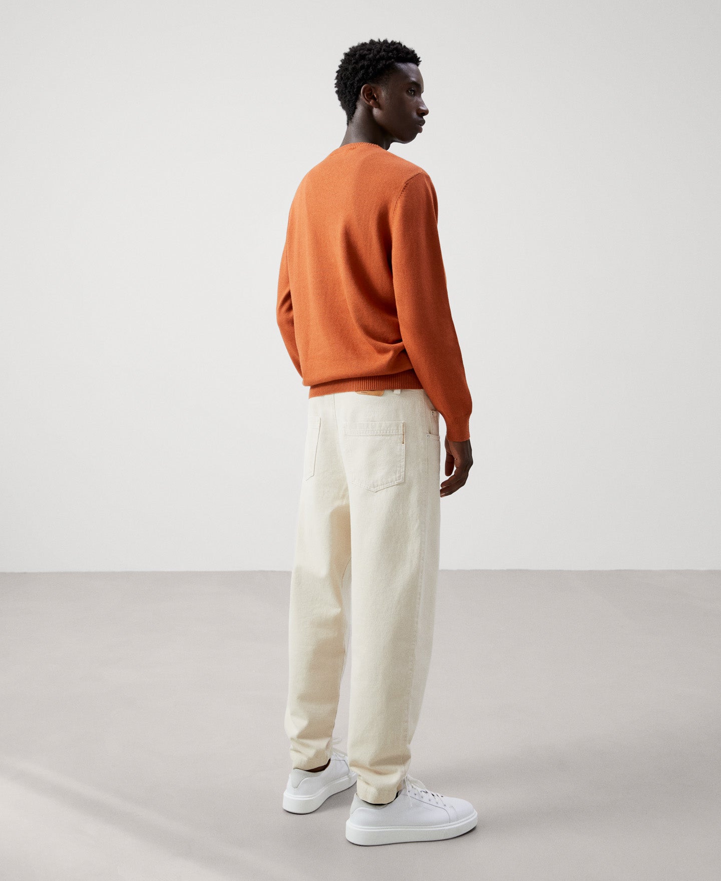 Men Jersey | Red Russet Cotton And Wool Sweater by Spanish designer Adolfo Dominguez