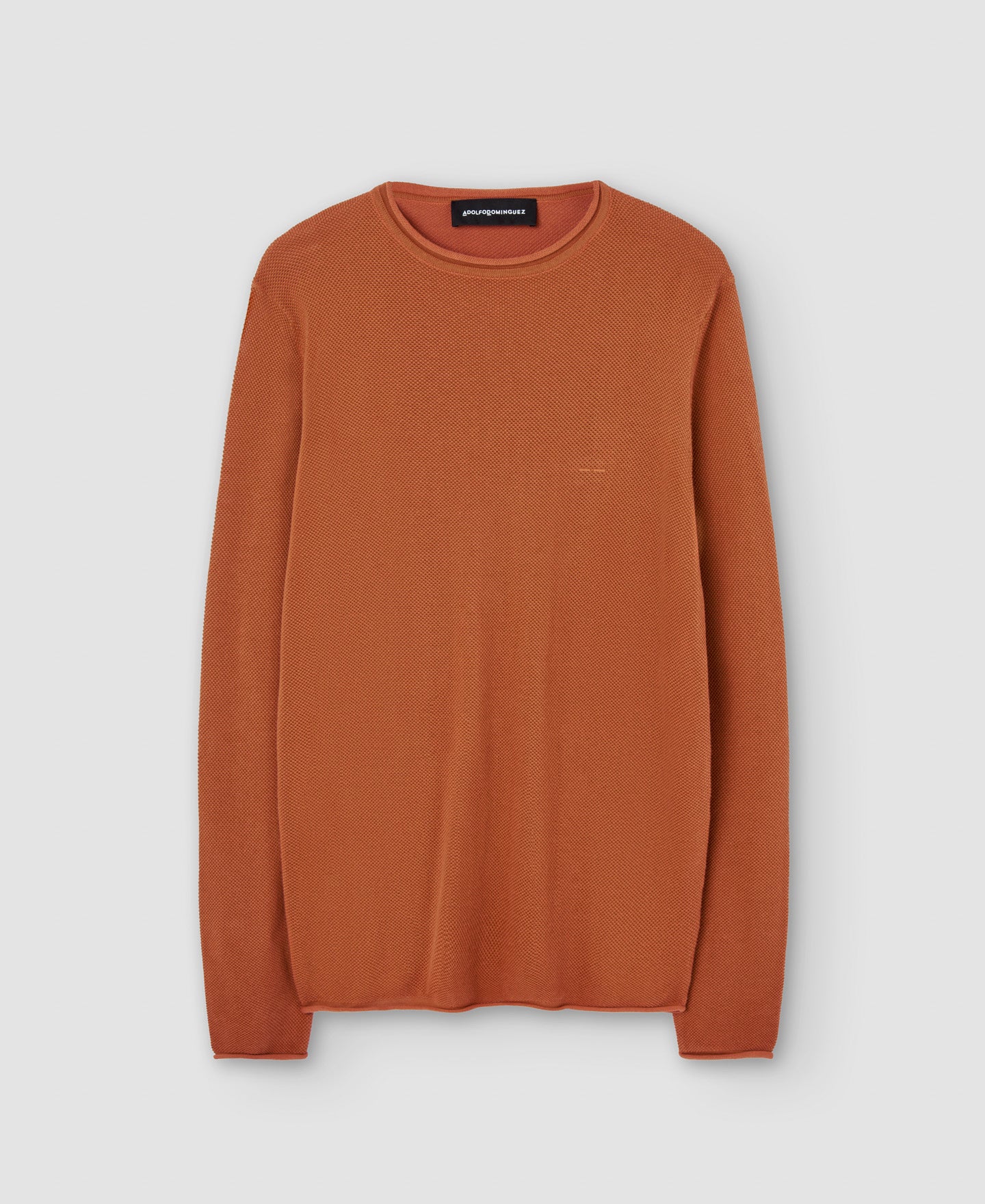 Men Long-Sleeve T-Shirt | Red Russet Cotton Viscose Long Sleeve T-Shirt by Spanish designer Adolfo Dominguez