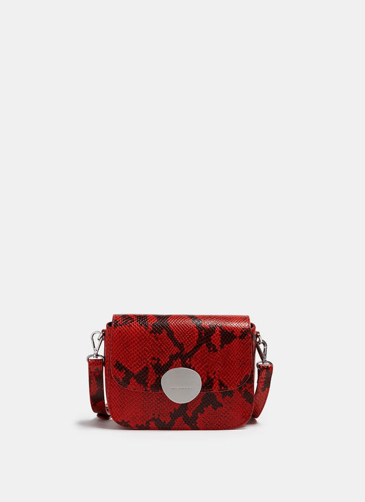 Women Leather Bag | Red Snake Embossed Leather Mini-Bag by Spanish designer Adolfo Dominguez
