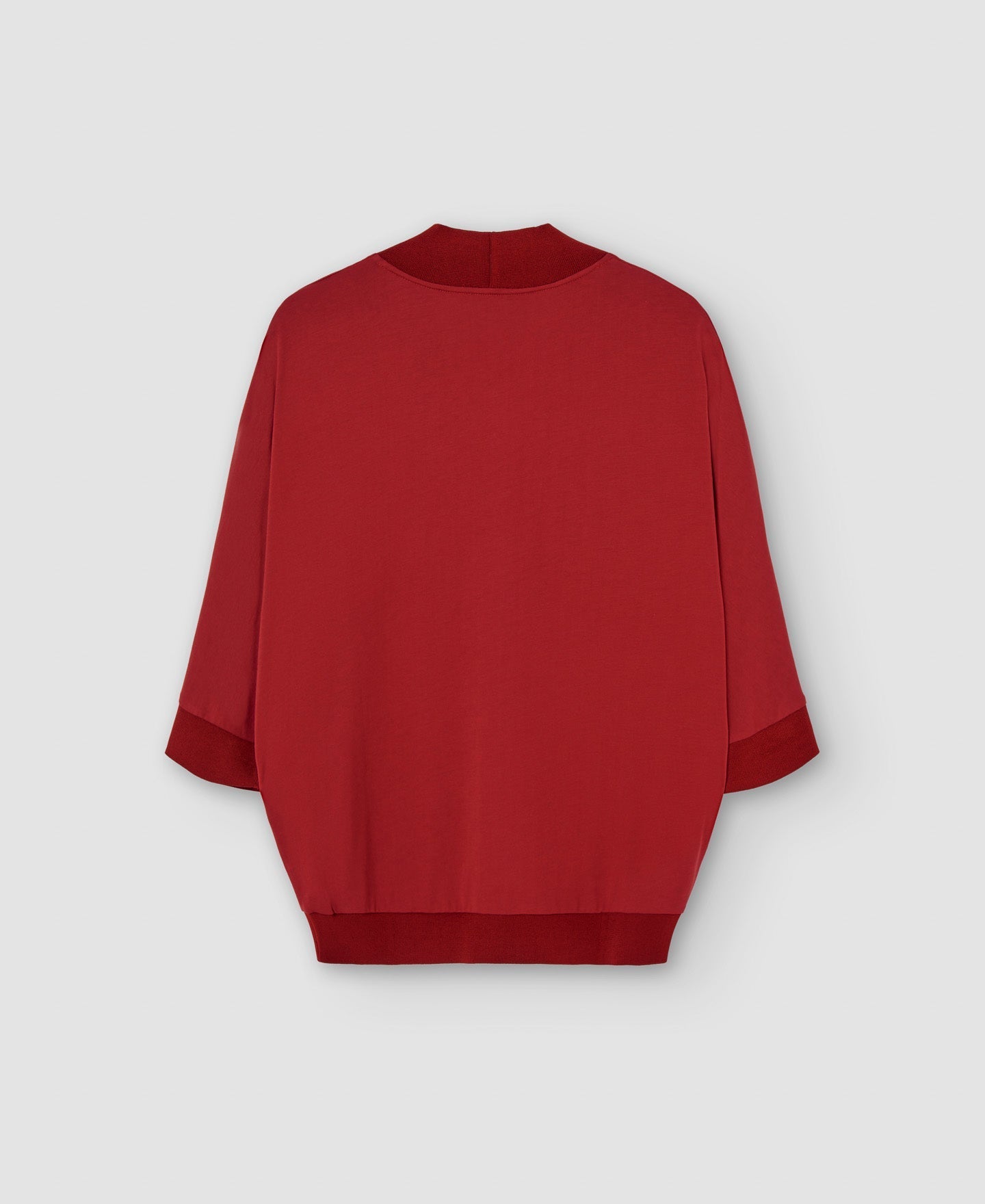 Women Long-Sleeve T-Shirt | Red Viscose V-Neckline Blouse by Spanish designer Adolfo Dominguez