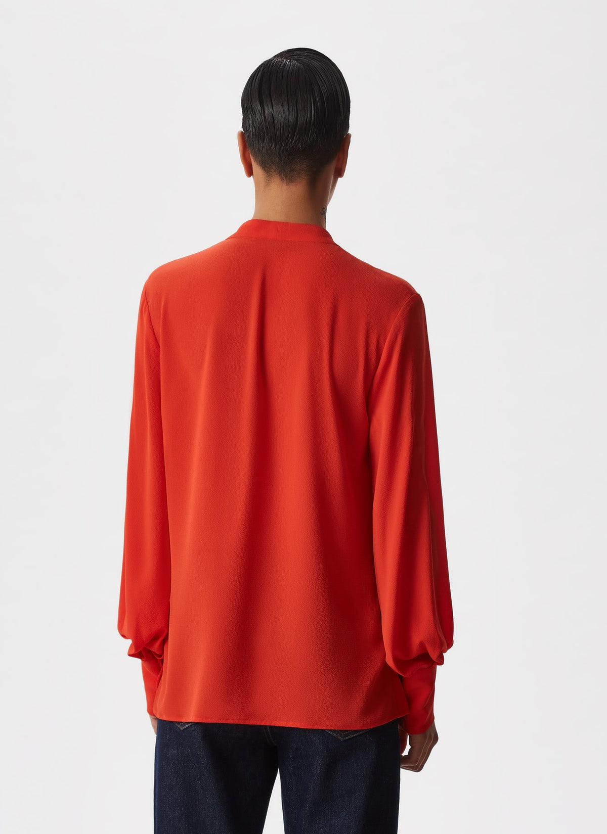 Women Long-Sleeve Shirt | Red Wrap Fluid Shirt by Spanish designer Adolfo Dominguez