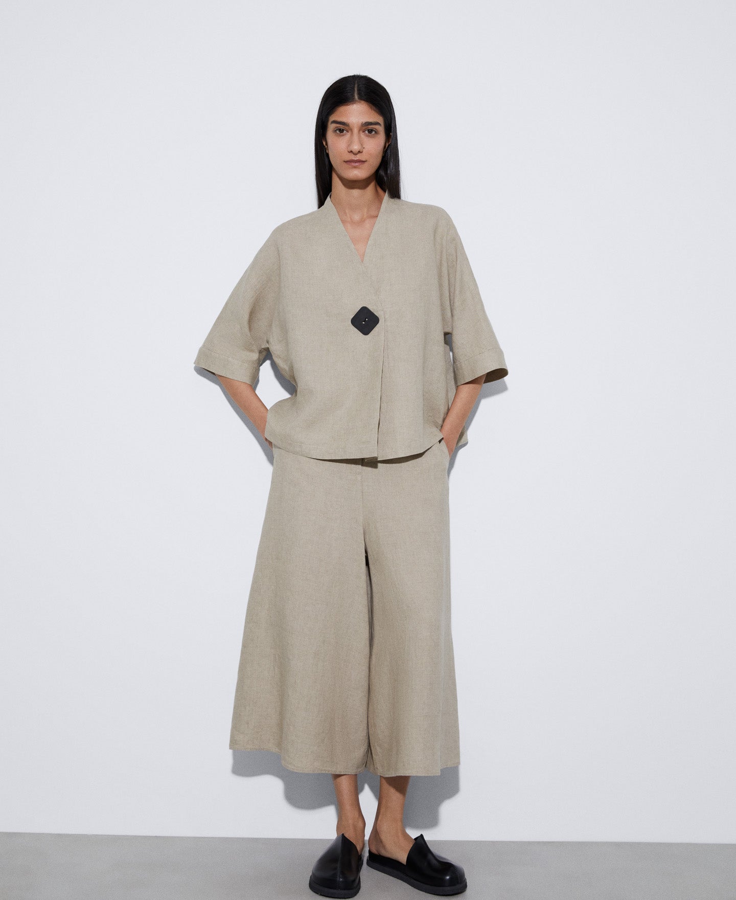Women Shirt | Rope Brown European Responsible Linen Shirt by Spanish designer Adolfo Dominguez