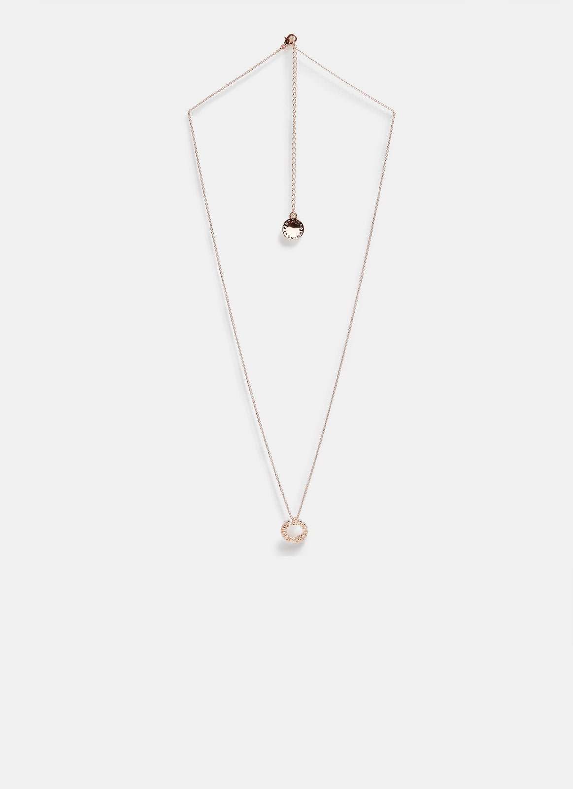 Women Necklace | Rose Gold Necklace With Circular Logo Pendant by Spanish designer Adolfo Dominguez