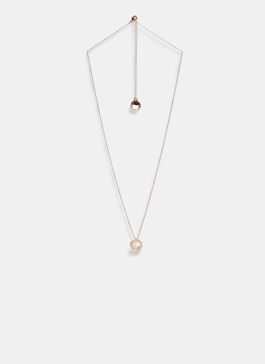 Women Necklace | Rose Gold Necklace With Circular Logo Pendant by Spanish designer Adolfo Dominguez