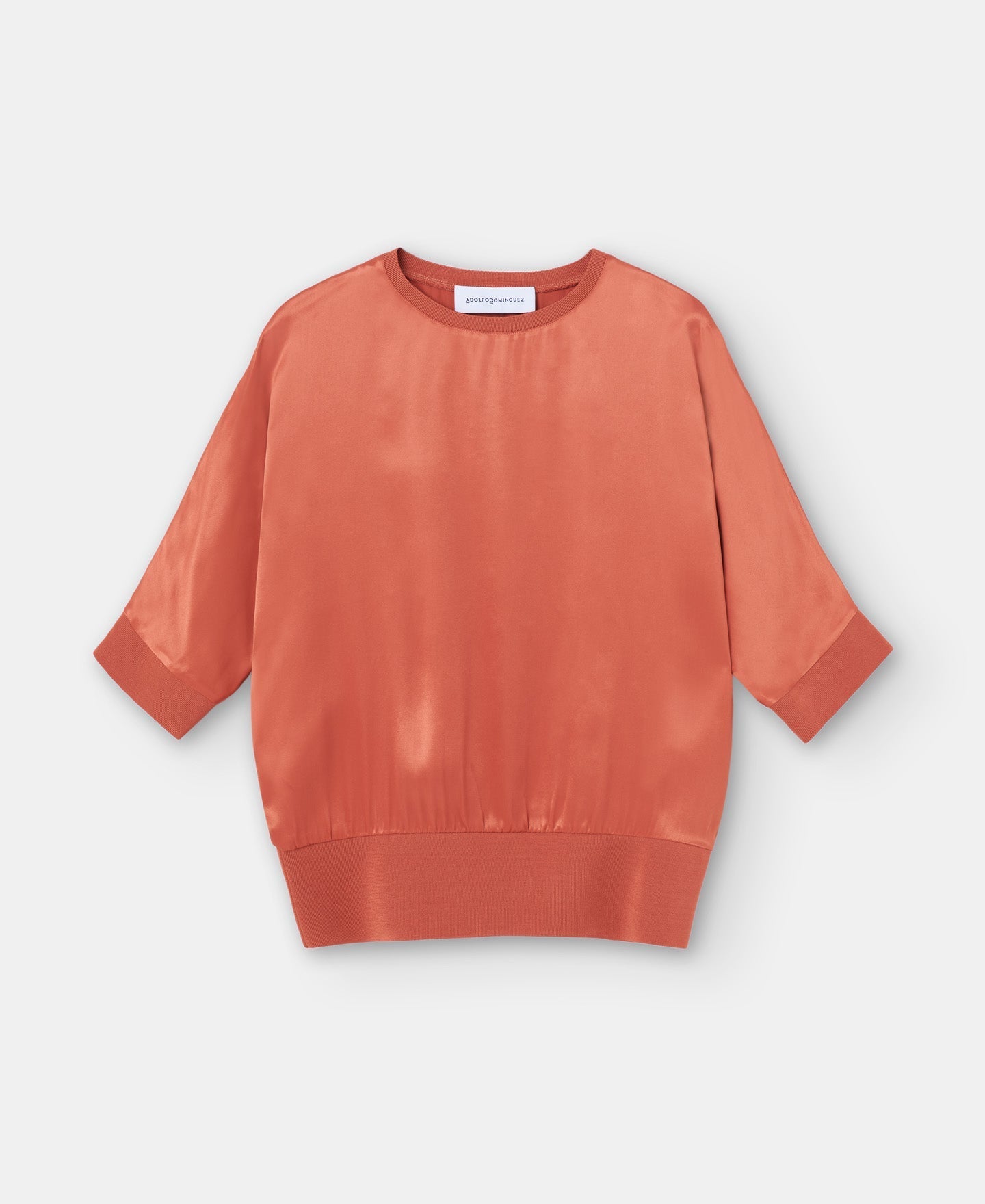 Women Short Sleeved Shirt | Salmon Short Sleeve Viscose Blouse by Spanish designer Adolfo Dominguez