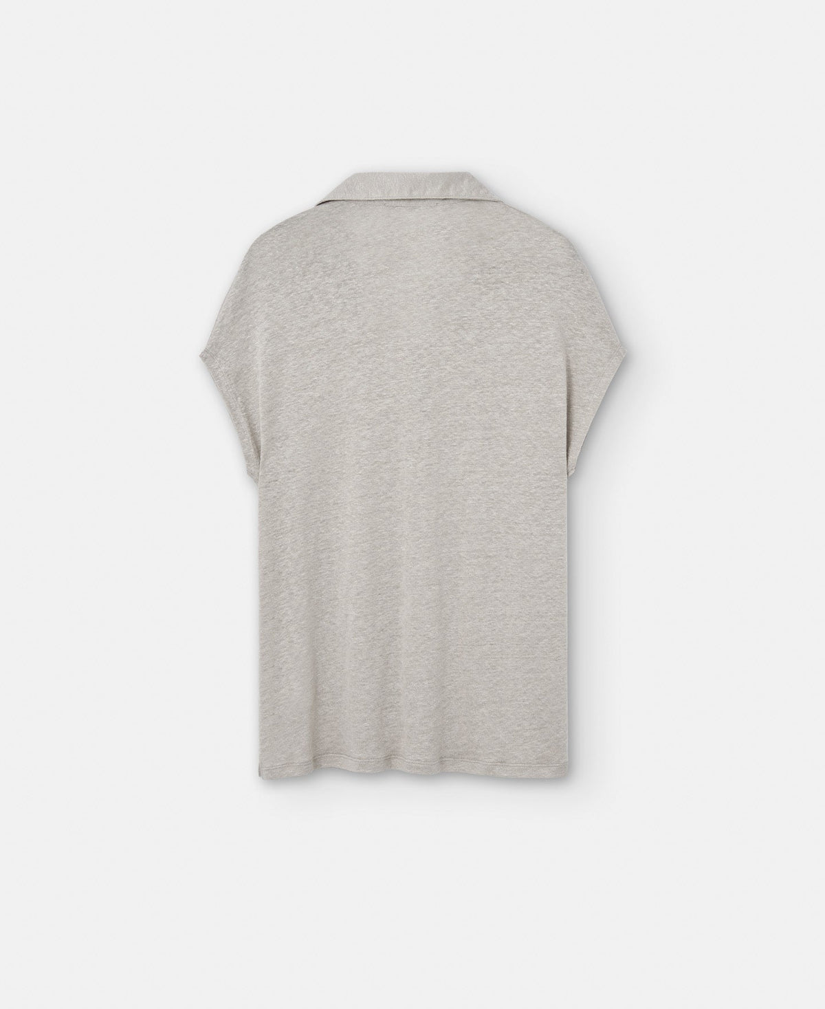 Women T-Shirt (Short Sleeve) | Sand Linen Polo Shirt With Placket by Spanish designer Adolfo Dominguez