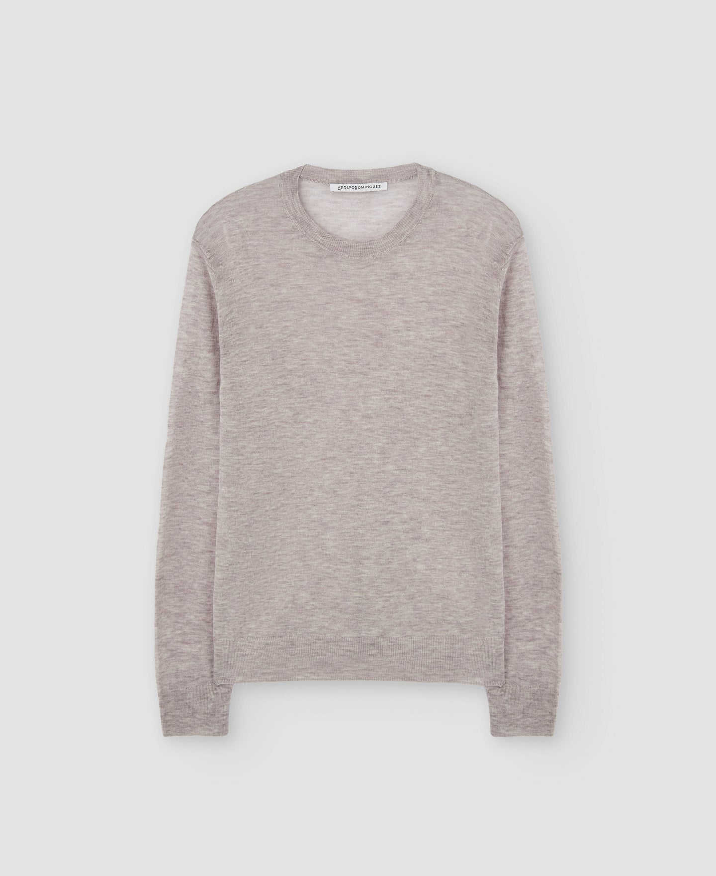 Women Jersey | Sand Melange Merino Wool Crew Neck Sweater by Spanish designer Adolfo Dominguez