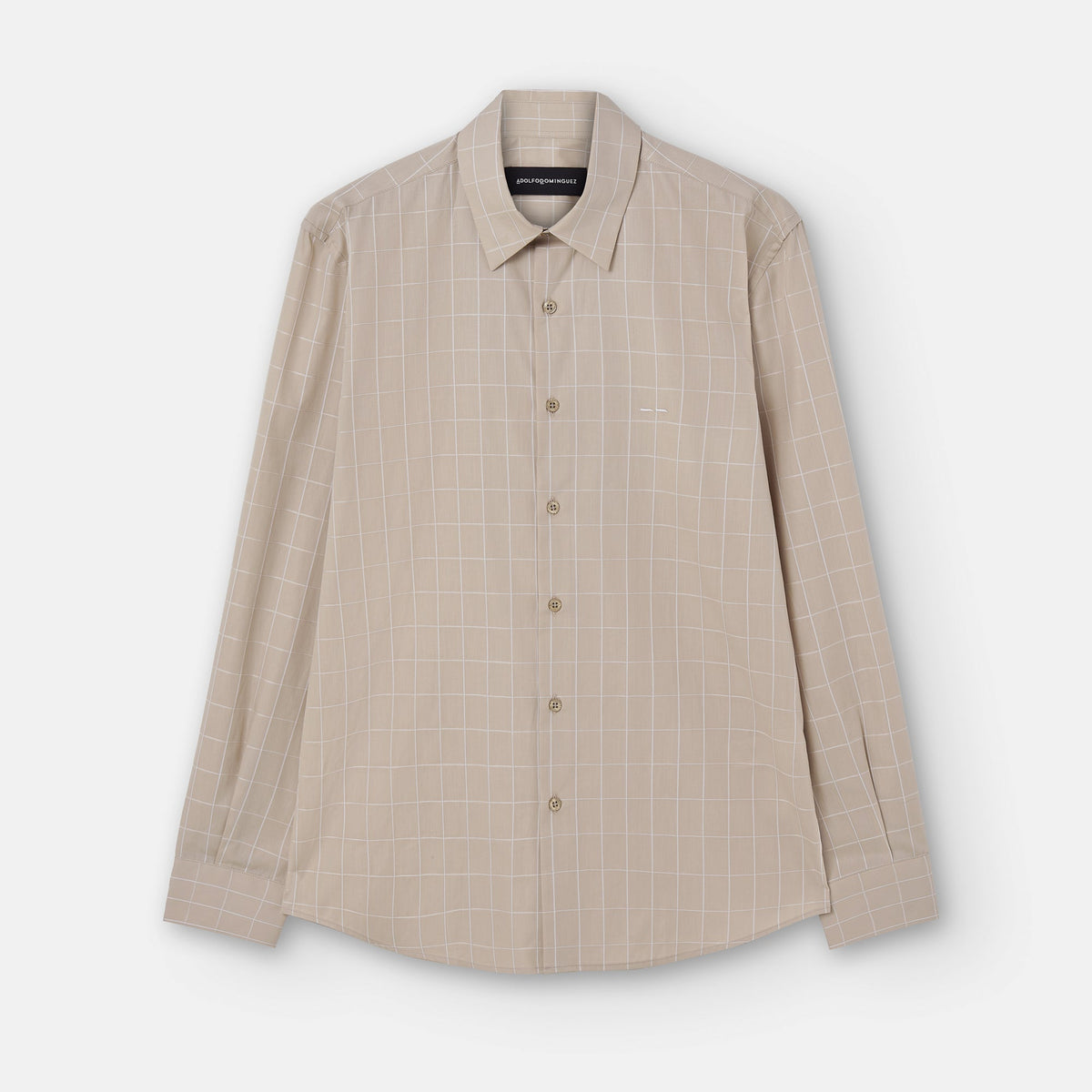 Men Shirt | Sand Plaid Cotton Shirt by Spanish designer Adolfo Dominguez