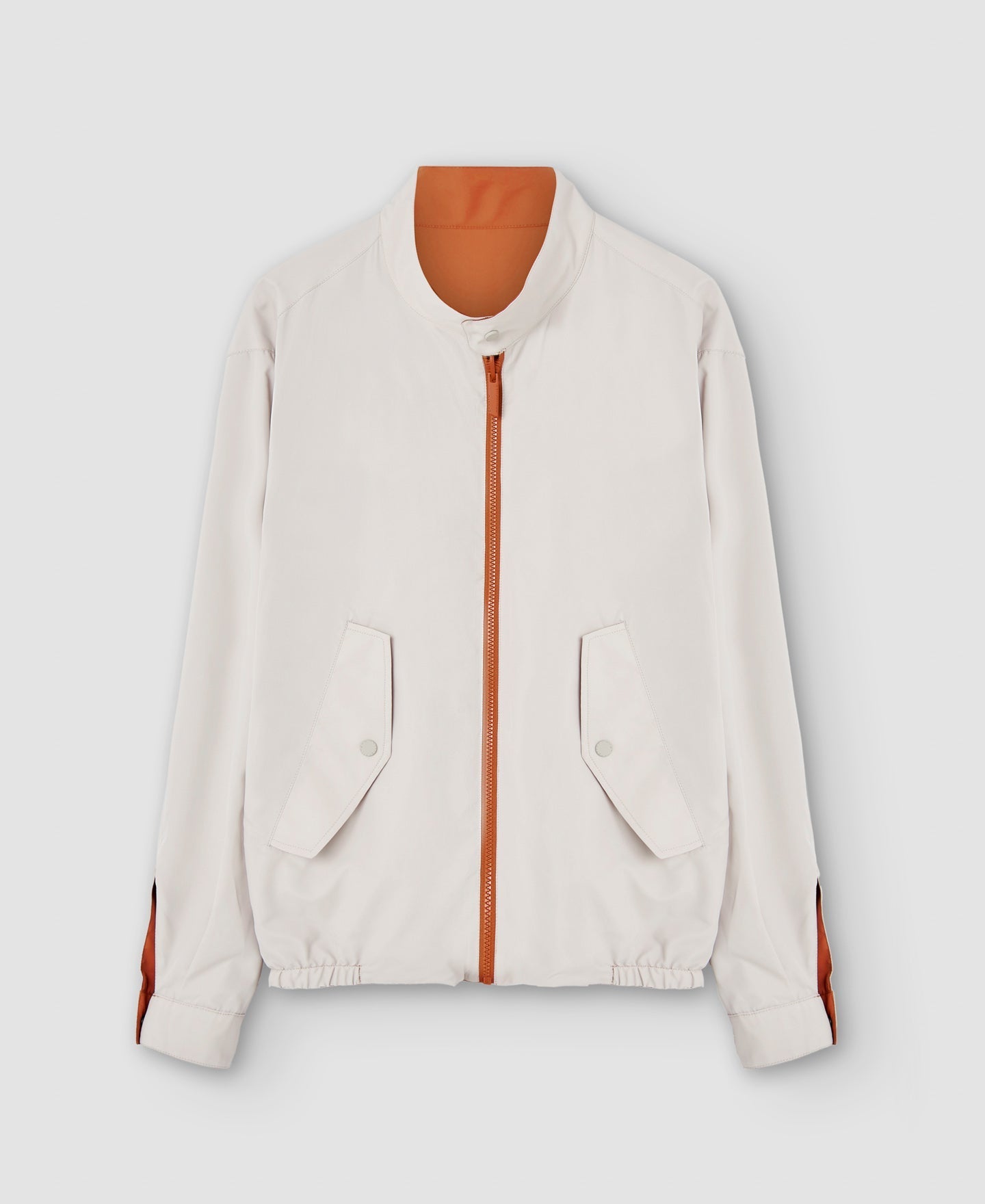 Men Jacket | Sand Reversible Mandarin Collar Harrington by Spanish designer Adolfo Dominguez