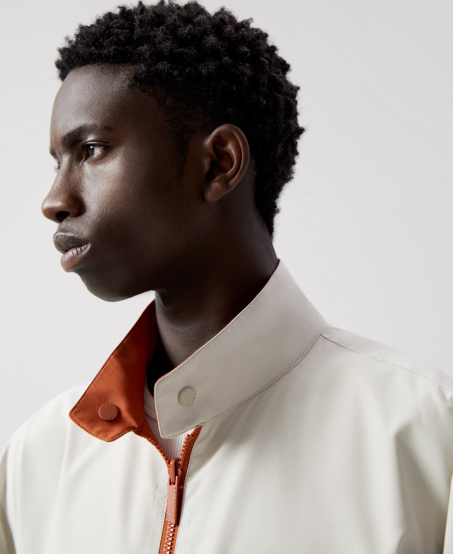Men Jacket | Sand Reversible Mandarin Collar Harrington by Spanish designer Adolfo Dominguez