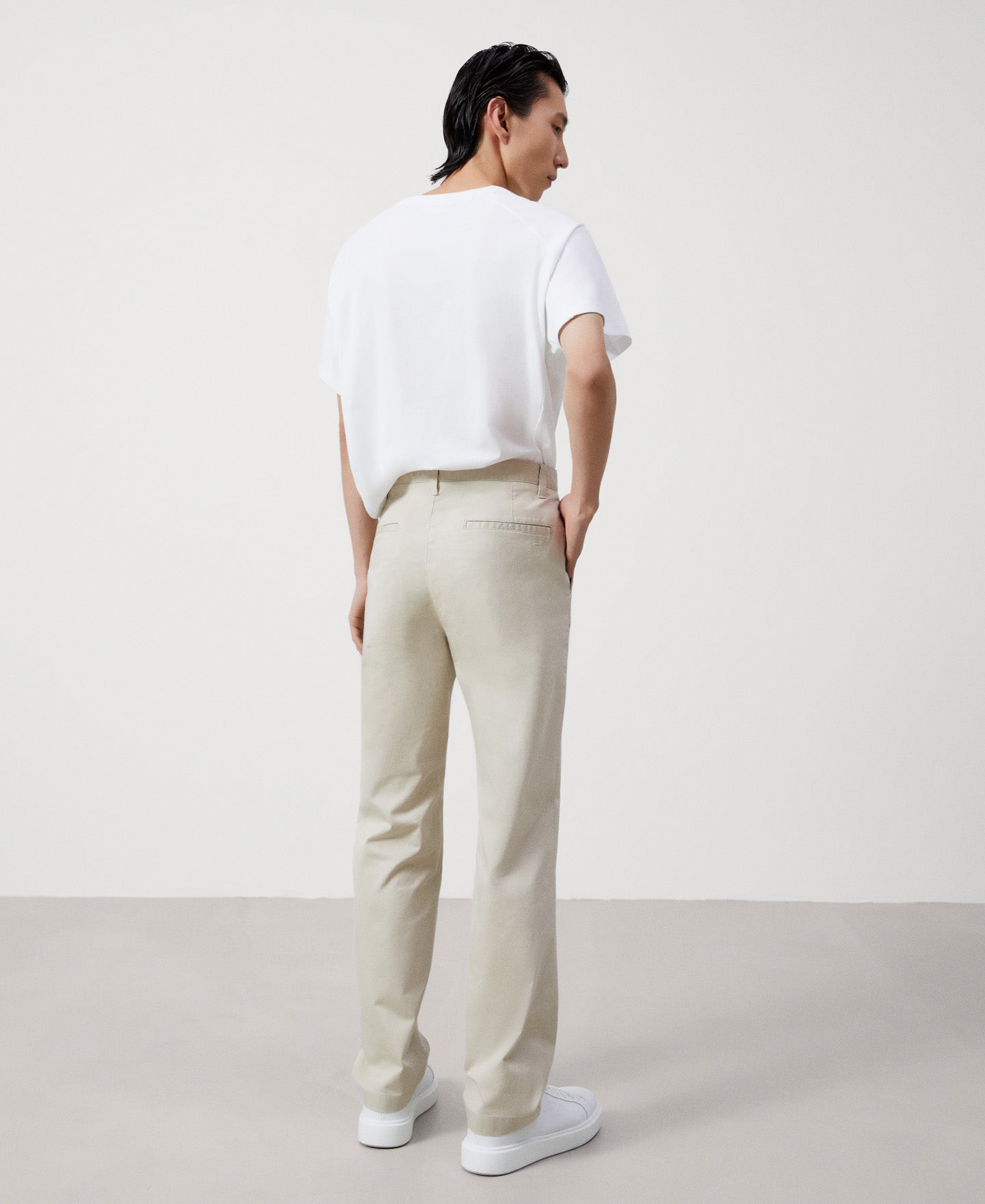 Men Trousers | Sand Stretch Cotton Chino Trousers by Spanish designer Adolfo Dominguez