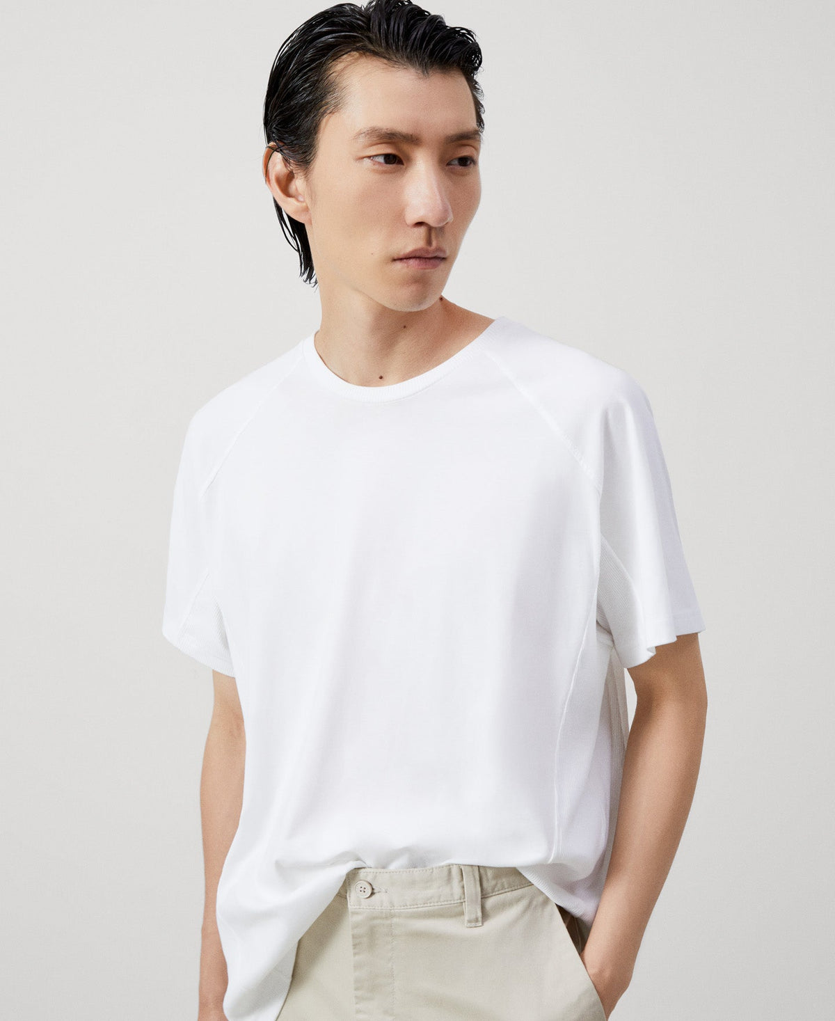 Men Trousers | Sand Stretch Cotton Chino Trousers by Spanish designer Adolfo Dominguez