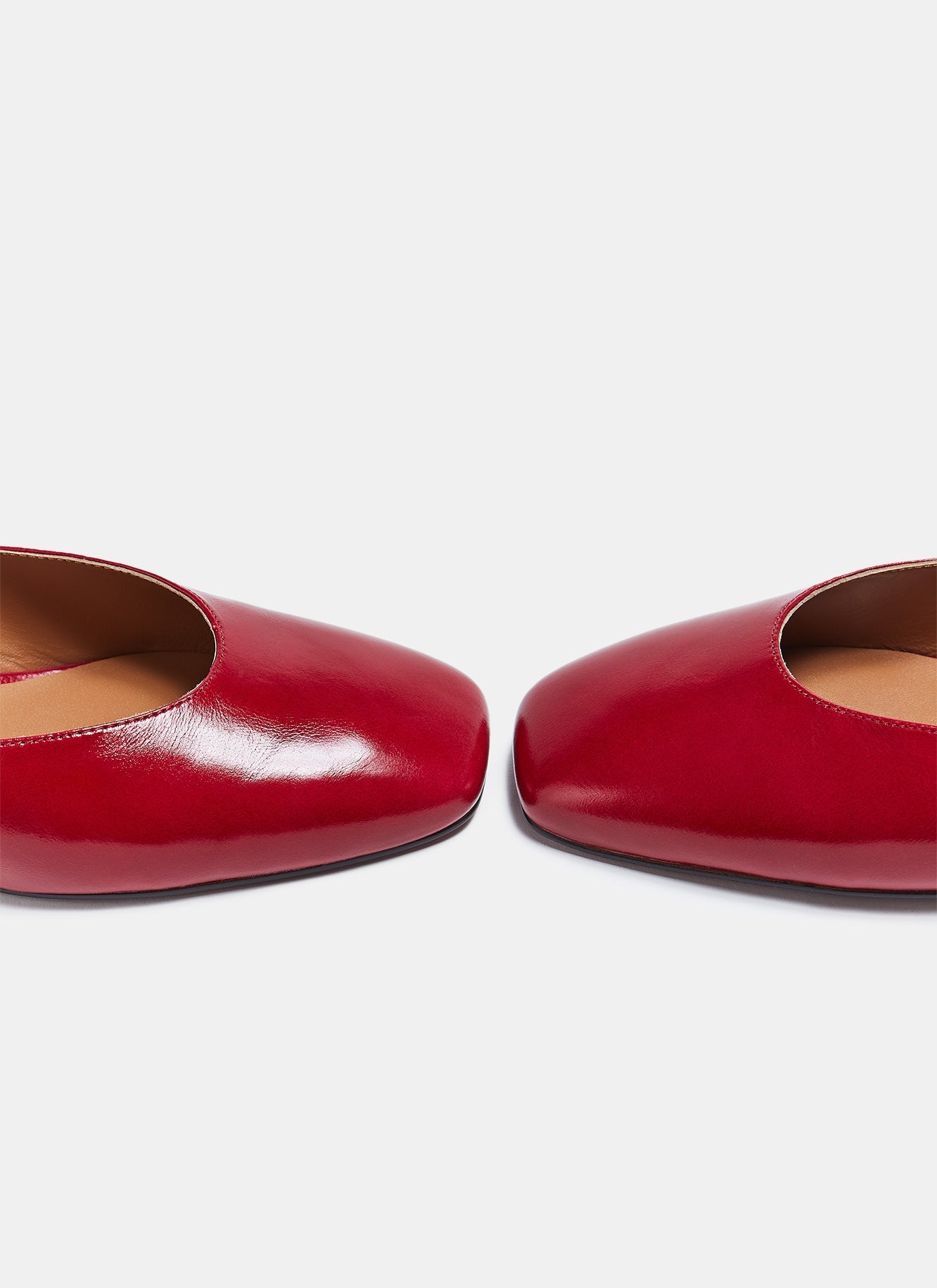 Women Shoes | Scarlet Red Open Shoes With Low Heel by Spanish designer Adolfo Dominguez