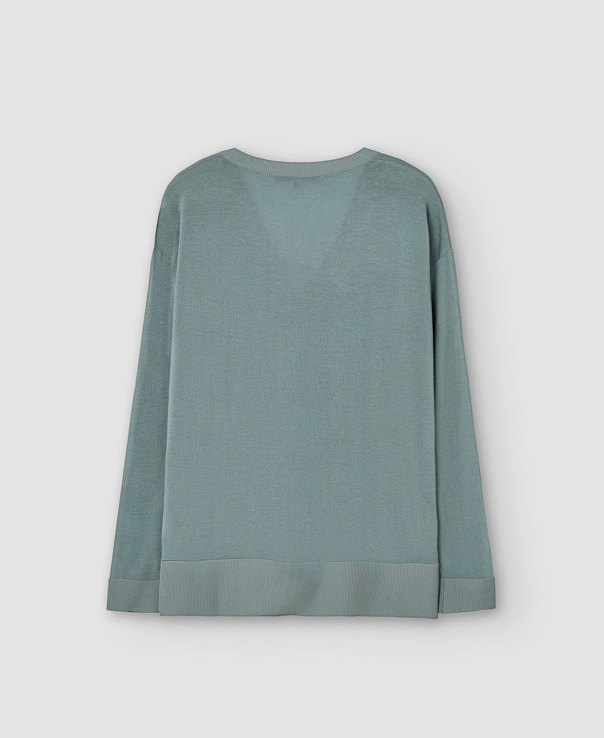 Women Jersey | Sea Water Green Merino Wool V-Neck Sweater by Spanish designer Adolfo Dominguez