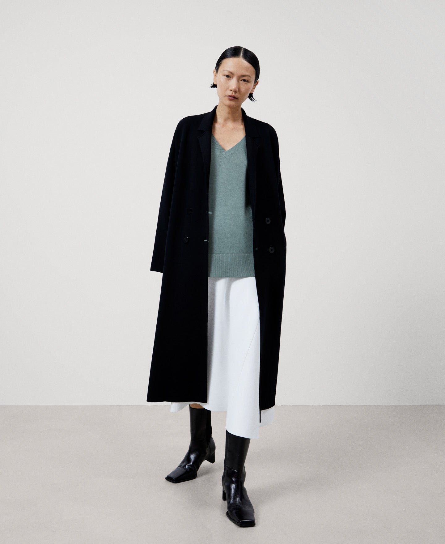 Women Jersey | Sea Water Green Merino Wool V-Neck Sweater by Spanish designer Adolfo Dominguez