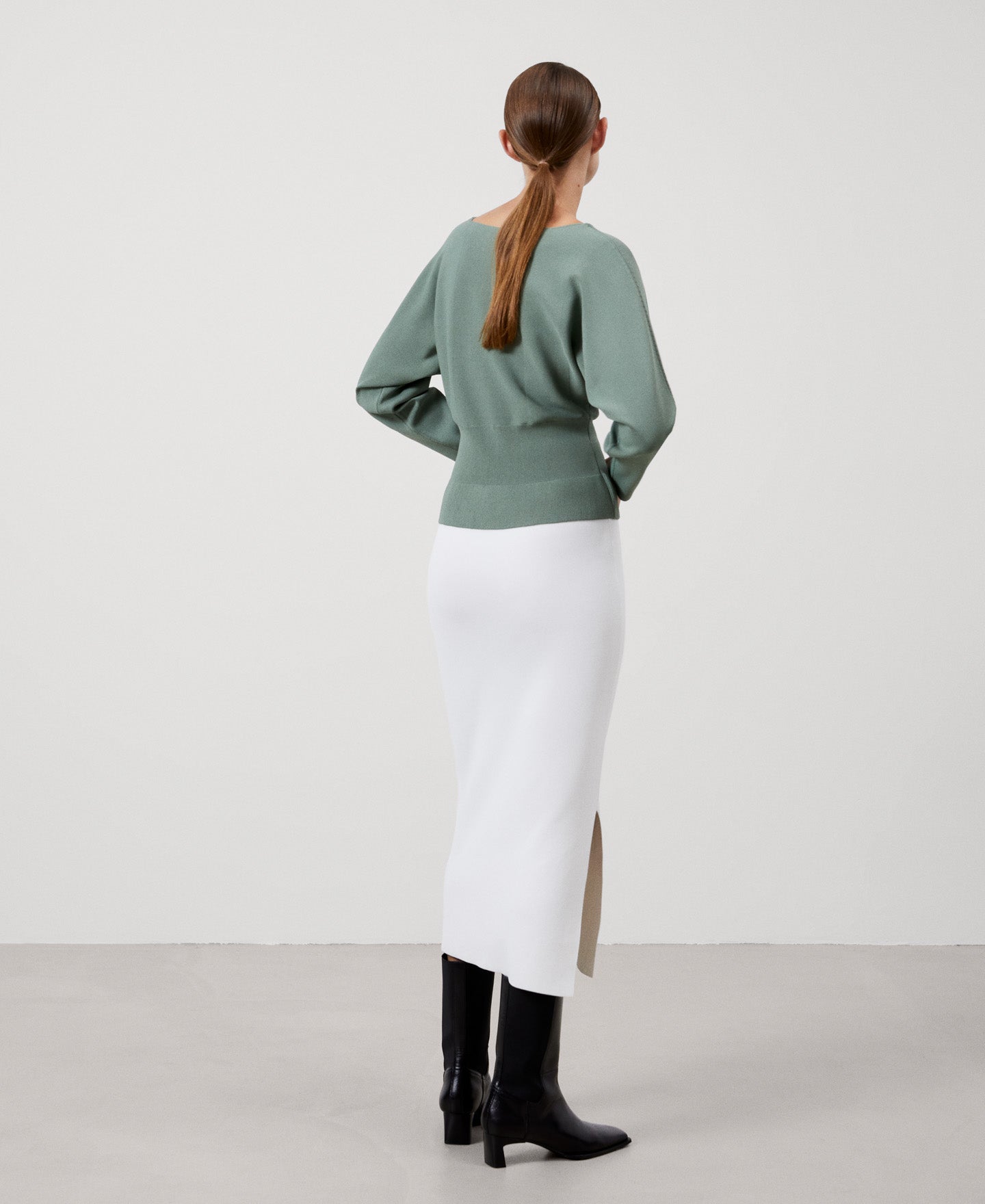 Women Jersey | Sea Water Green Viscose Knitted Sweater by Spanish designer Adolfo Dominguez