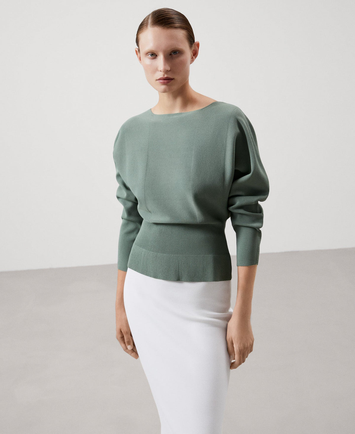 Women Jersey | Sea Water Green Viscose Knitted Sweater by Spanish designer Adolfo Dominguez