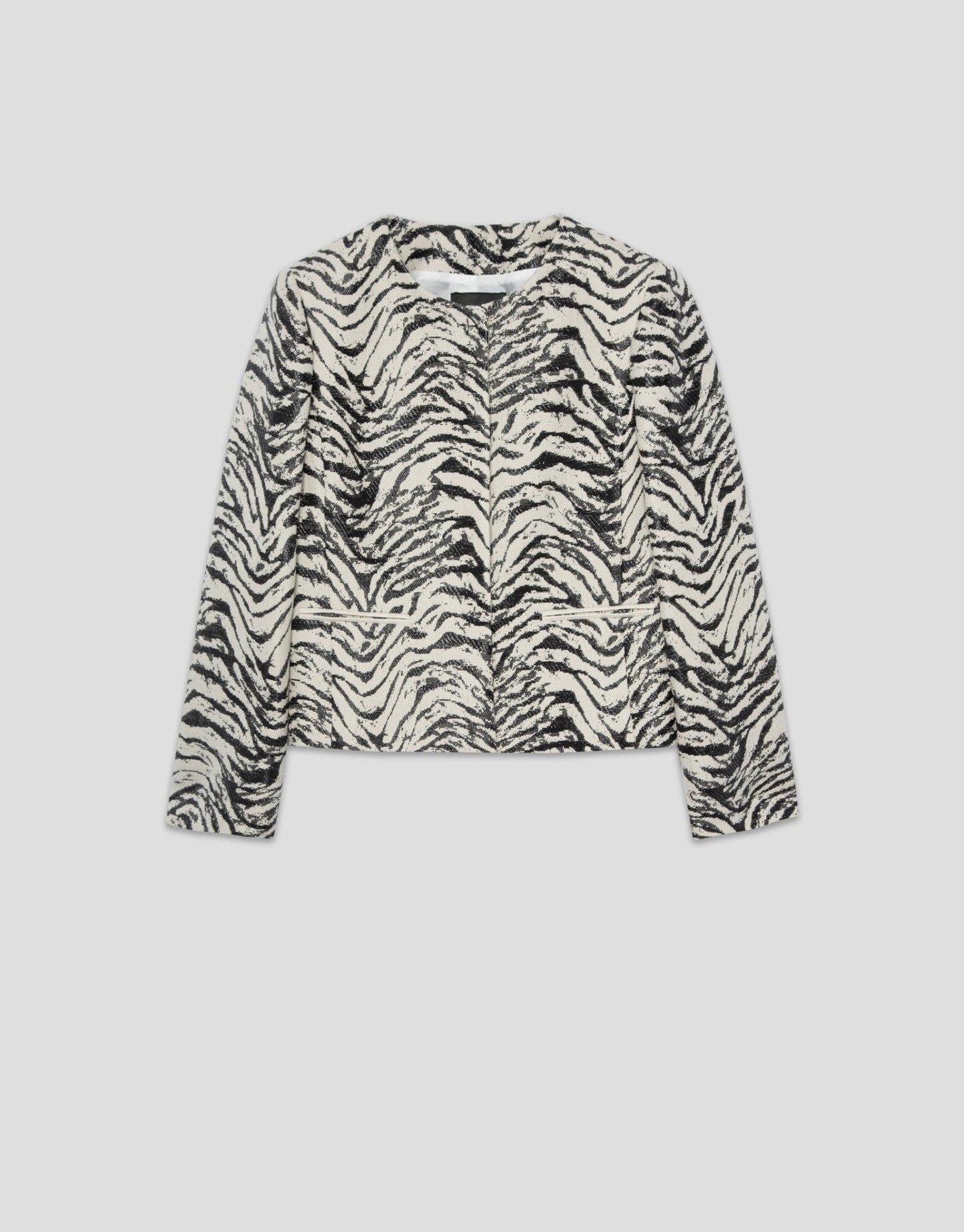 Jackets | Short jacquard jacket with zebra design raffia by Spanish designer Roberto Verino
