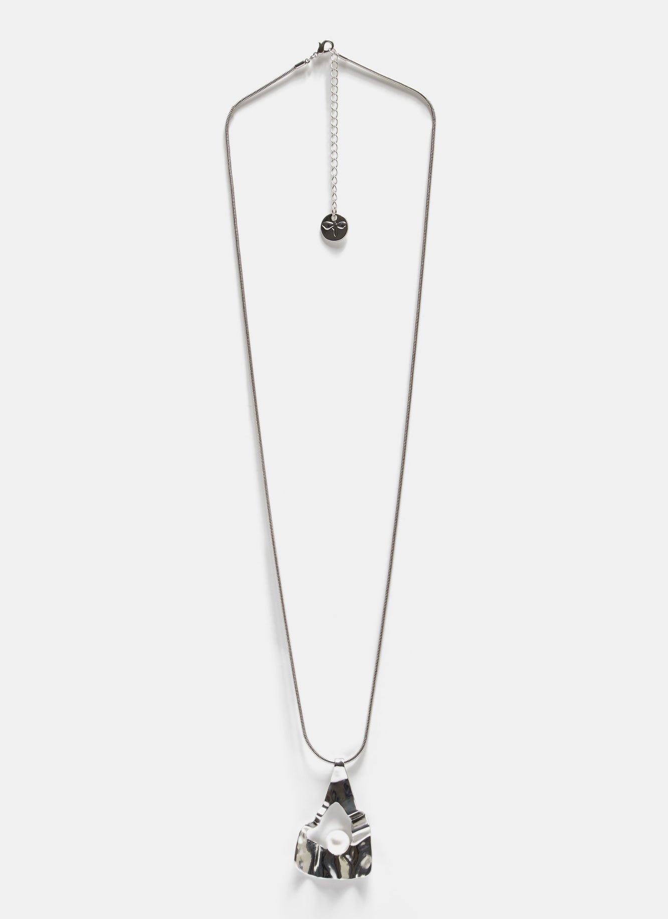Women Necklace | Silver Color Necklace With Mounted Vegan Pearl by Spanish designer Adolfo Dominguez