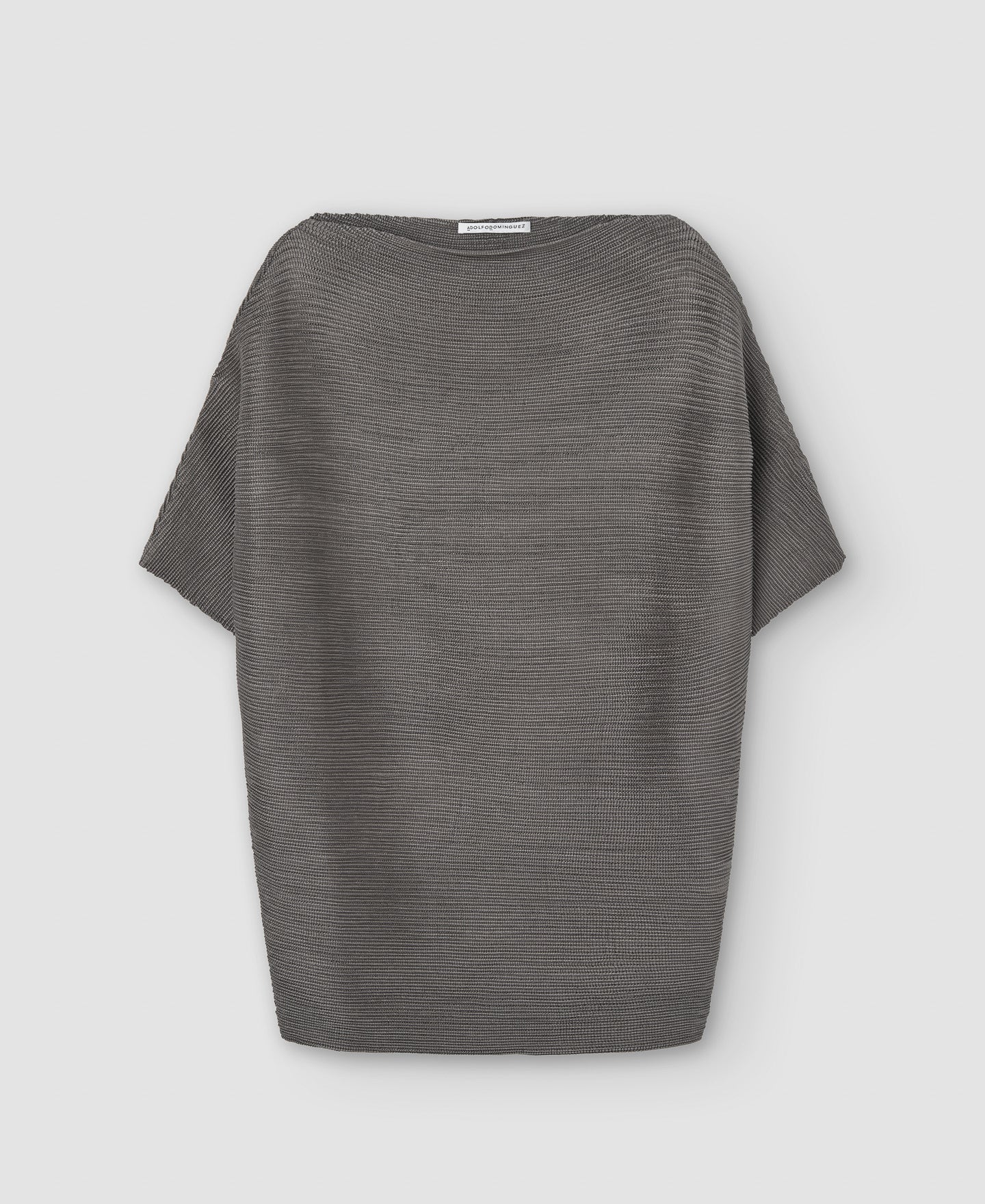 Women Shirt | Silver Crinkle Bat Sleeve Sweater by Spanish designer Adolfo Dominguez