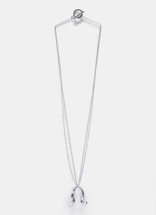 Women Necklace | Silver Long Necklace With Open Pendant by Spanish designer Adolfo Dominguez