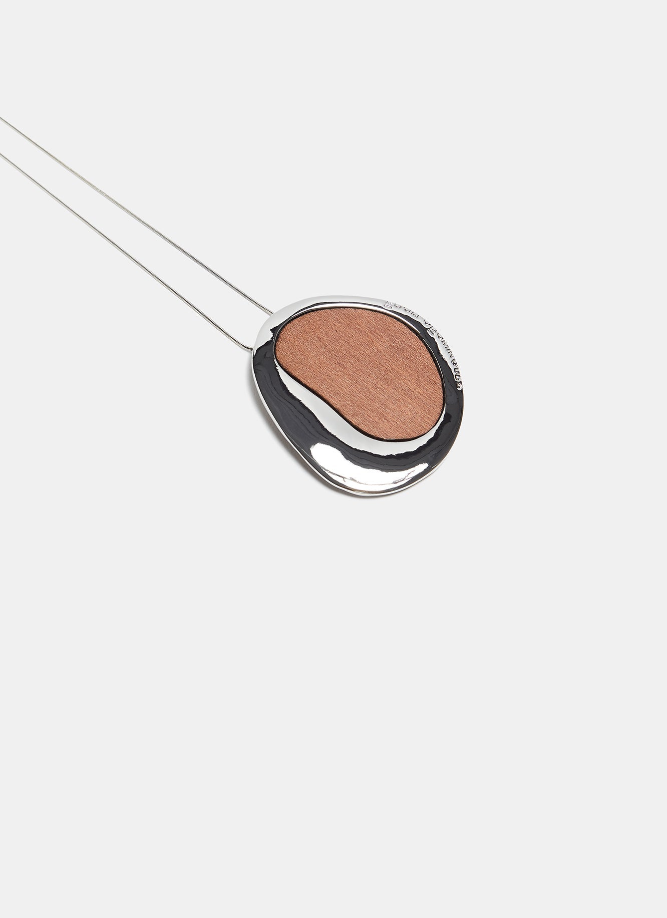 Women Necklace | Silver Long Necklace With Wood Pendant by Spanish designer Adolfo Dominguez