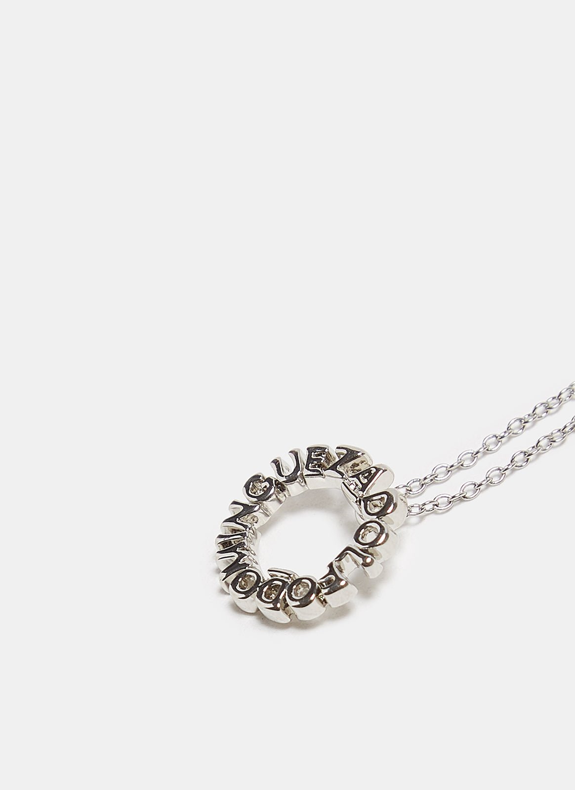 Women Necklace | Silver Necklace With Circular Logoed Pendant by Spanish designer Adolfo Dominguez