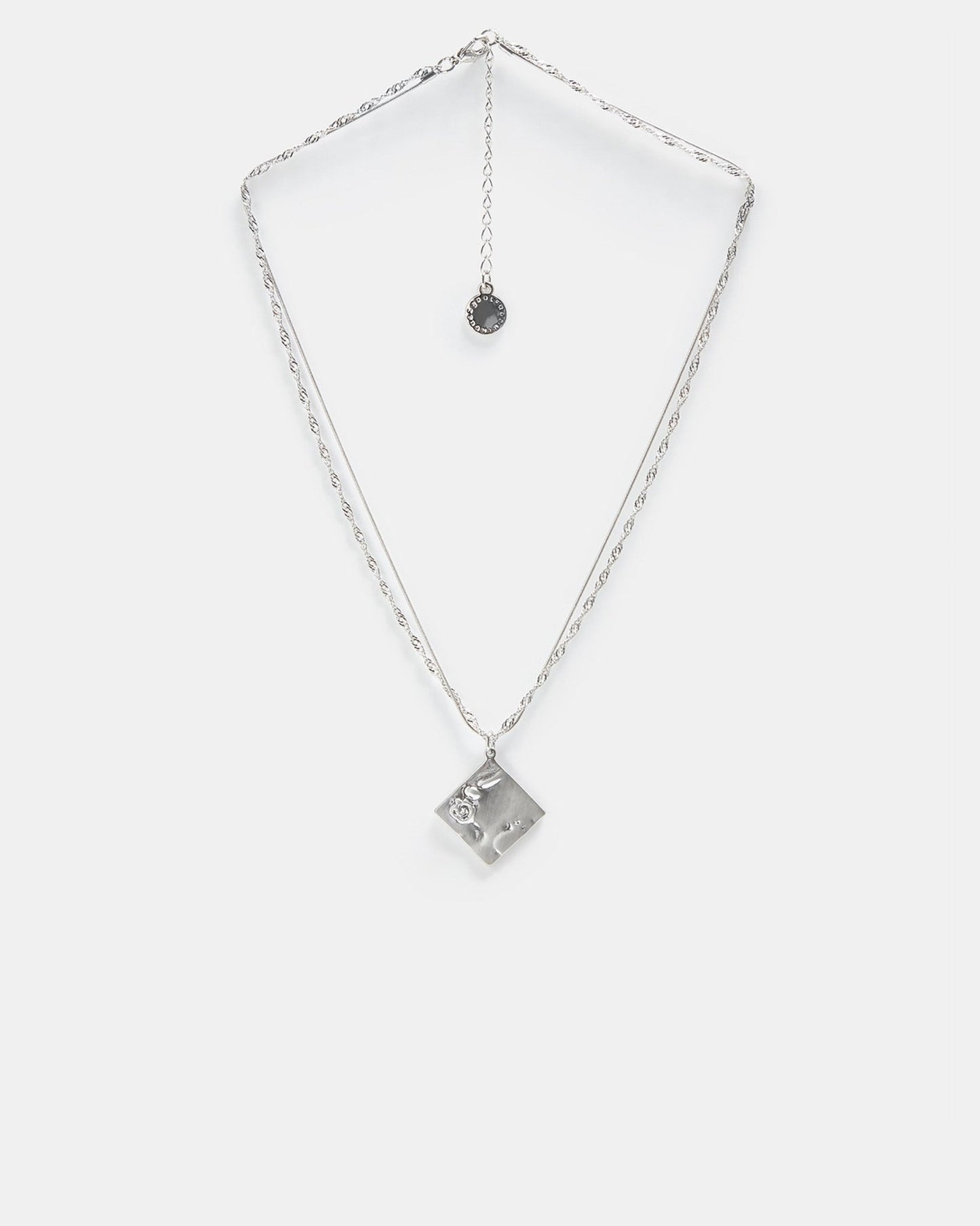 Women Necklace | Silver Necklace With Engraved Flower Pendant by Spanish designer Adolfo Dominguez