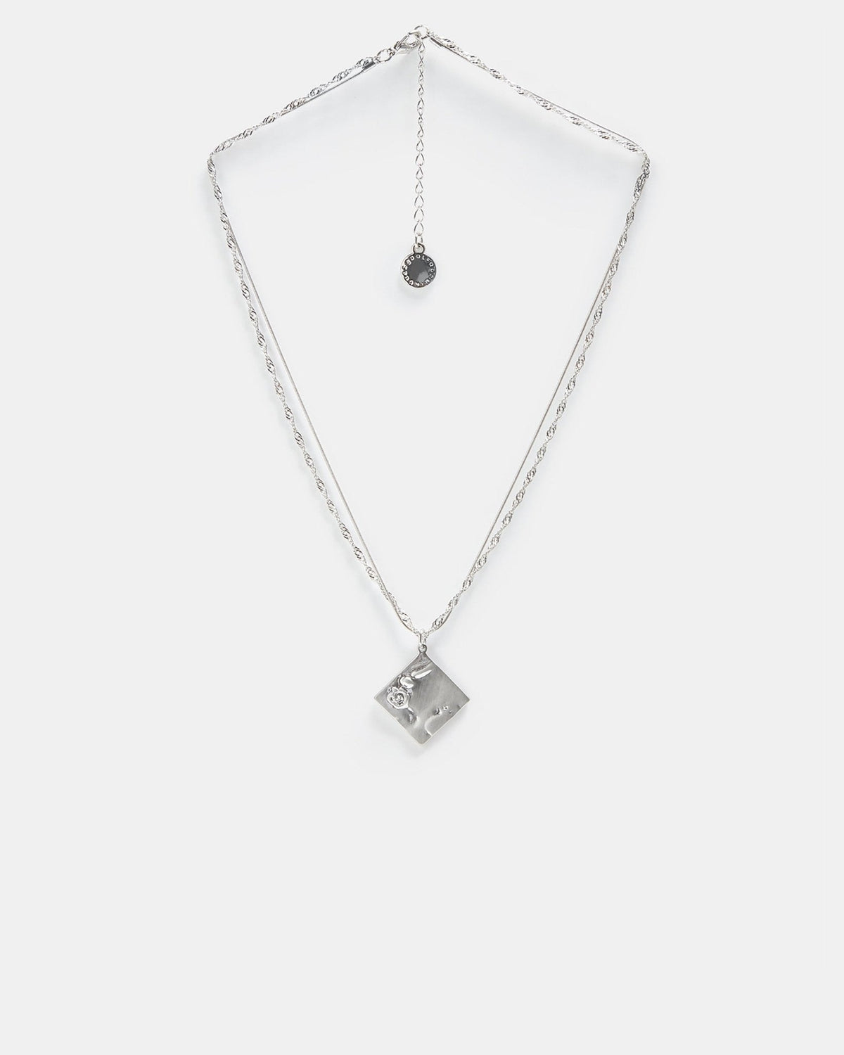 Women Necklace | Silver Necklace With Engraved Flower Pendant by Spanish designer Adolfo Dominguez