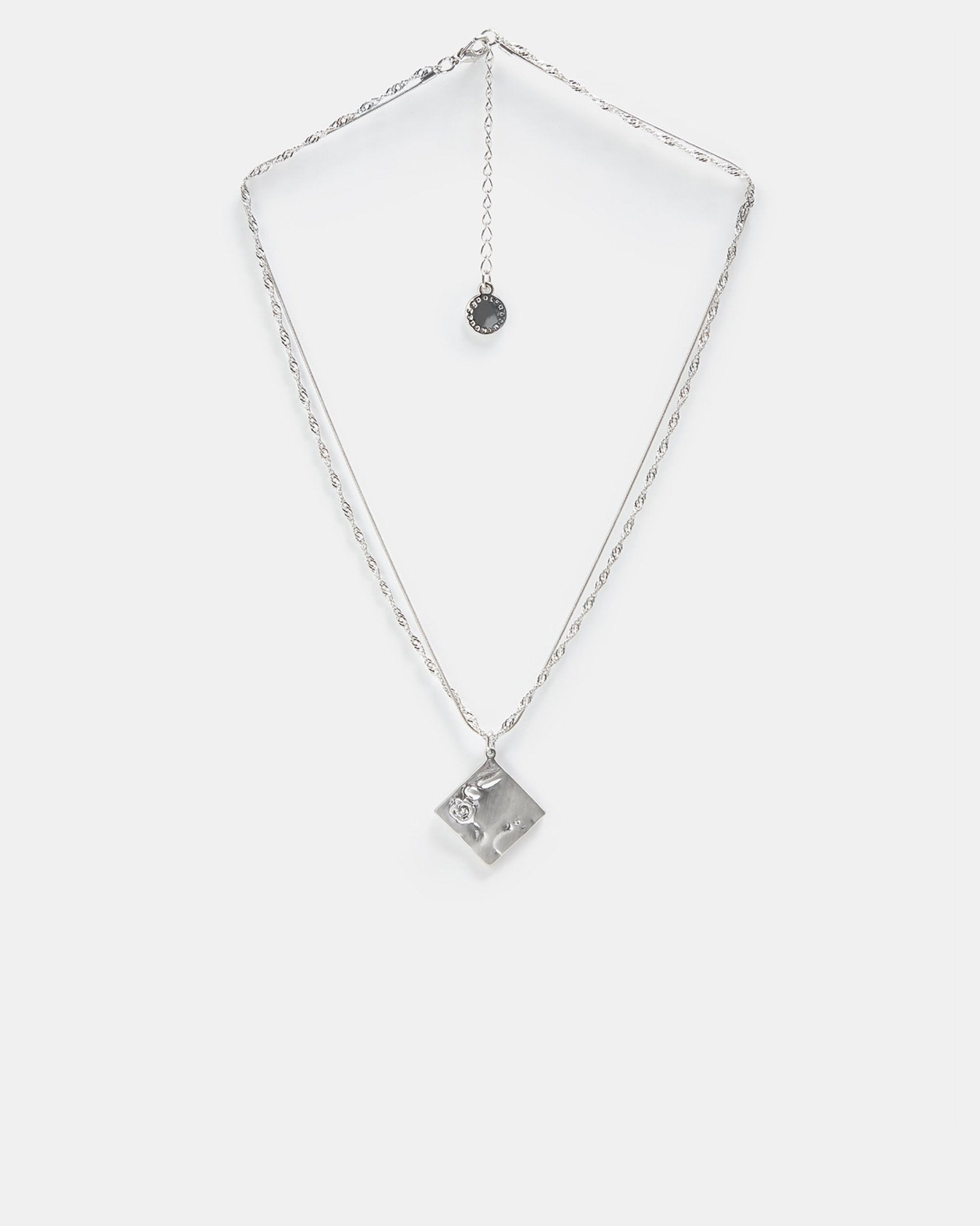 Women Necklace | Silver Necklace With Engraved Flower Pendant by Spanish designer Adolfo Dominguez