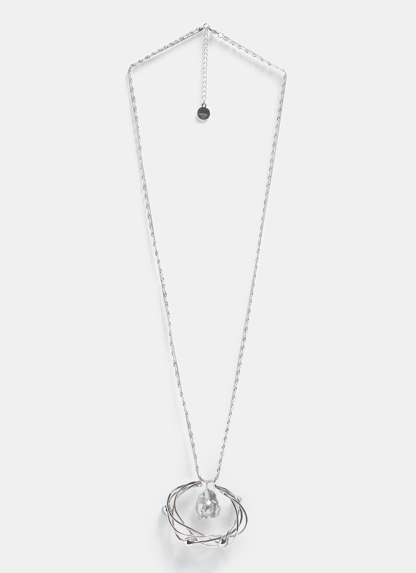 Women Necklace | Silver Necklace With Intertwined Pearl Pendant by Spanish designer Adolfo Dominguez