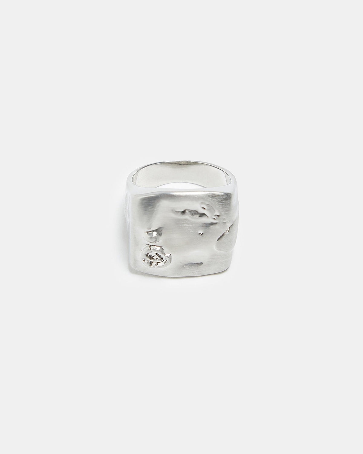 Women Ring | Silver Seal Ring With Engraved Flower by Spanish designer Adolfo Dominguez