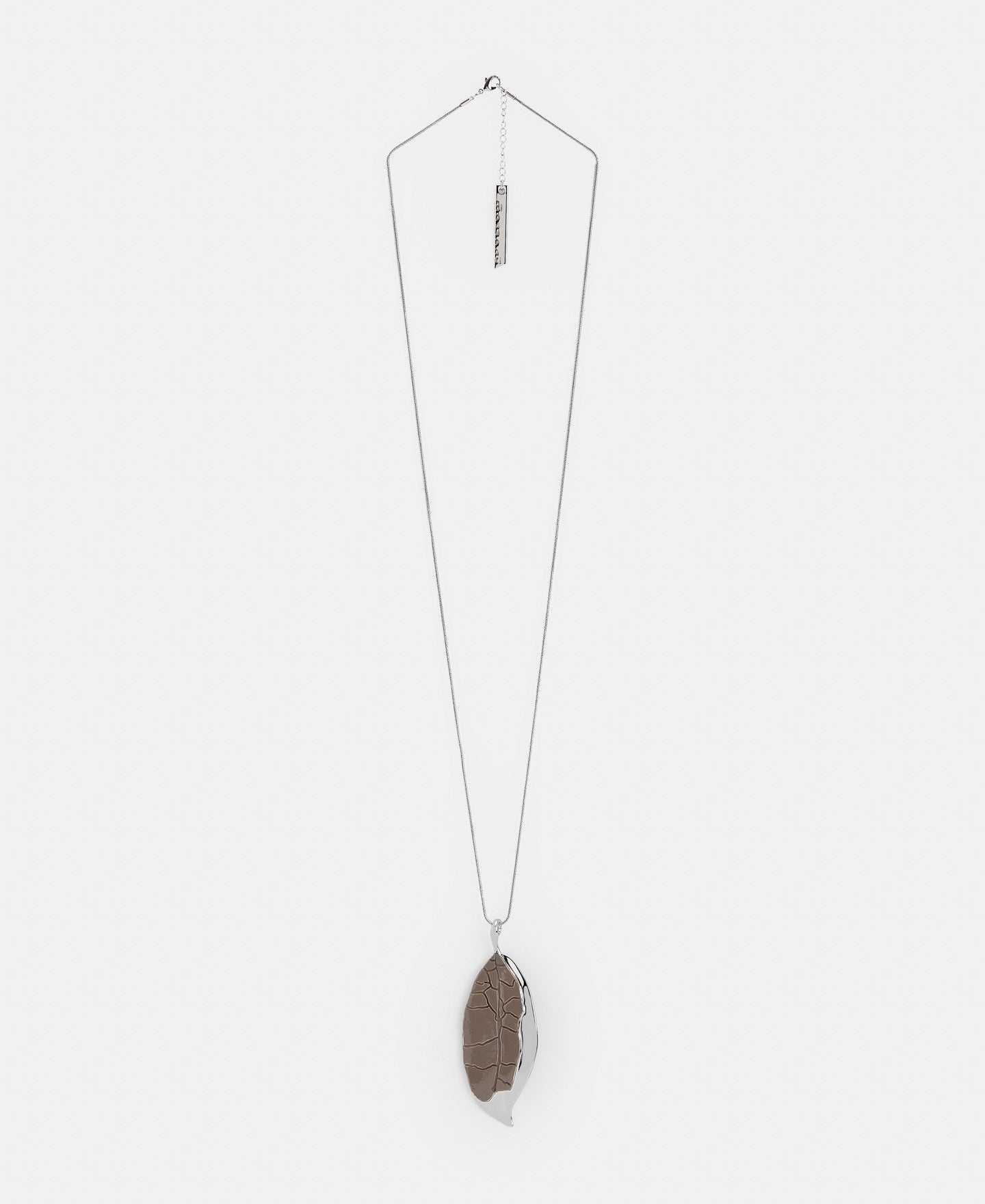 Women Necklace | Silver Zinc And Brass Leaf Pendant by Spanish designer Adolfo Dominguez