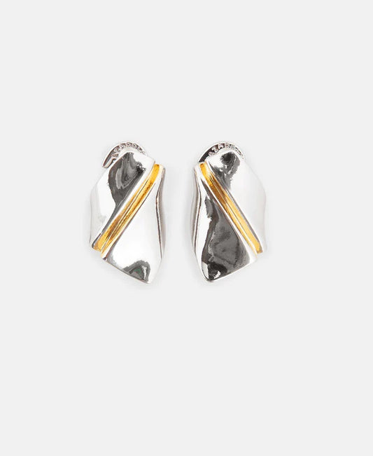 Silver Zinc Crack Twist Earrings