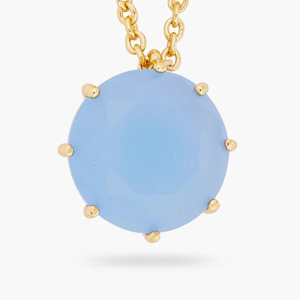 Sky Blue Diamantine Round Stone Long Necklace | arld3331
