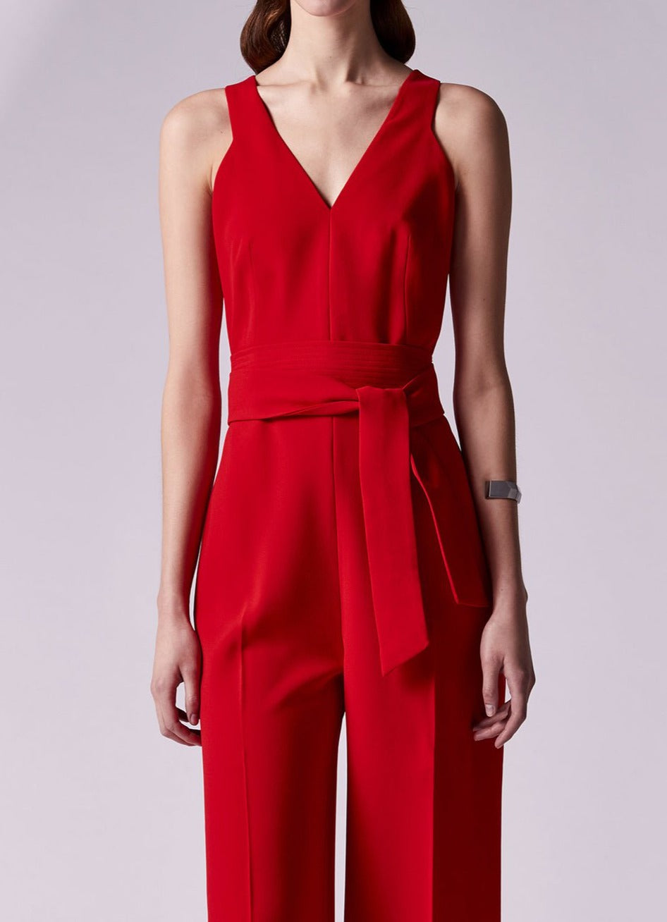 Women Jumpsuit | Sleeveless Jumpsuit With V-Neckline by Spanish designer Adolfo Dominguez