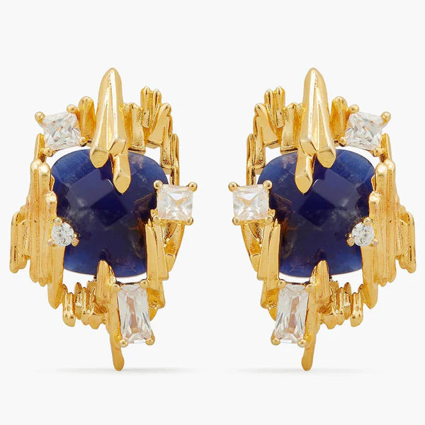 Sodalite And Gold Rock Earrings | aptm1021