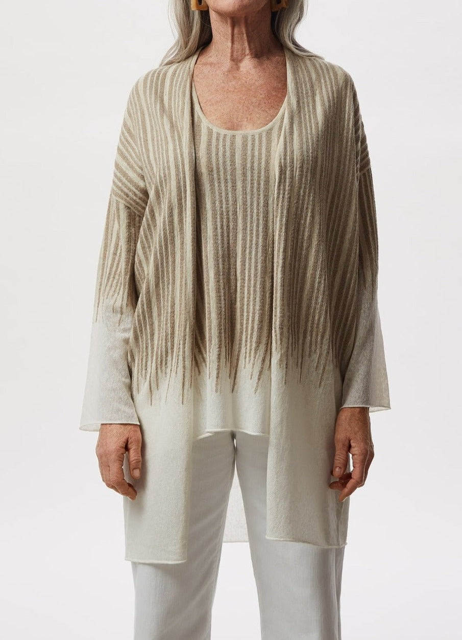 Women Twin Set | Stone Bicolour Textured Knit Twin Set by Spanish designer Adolfo Dominguez