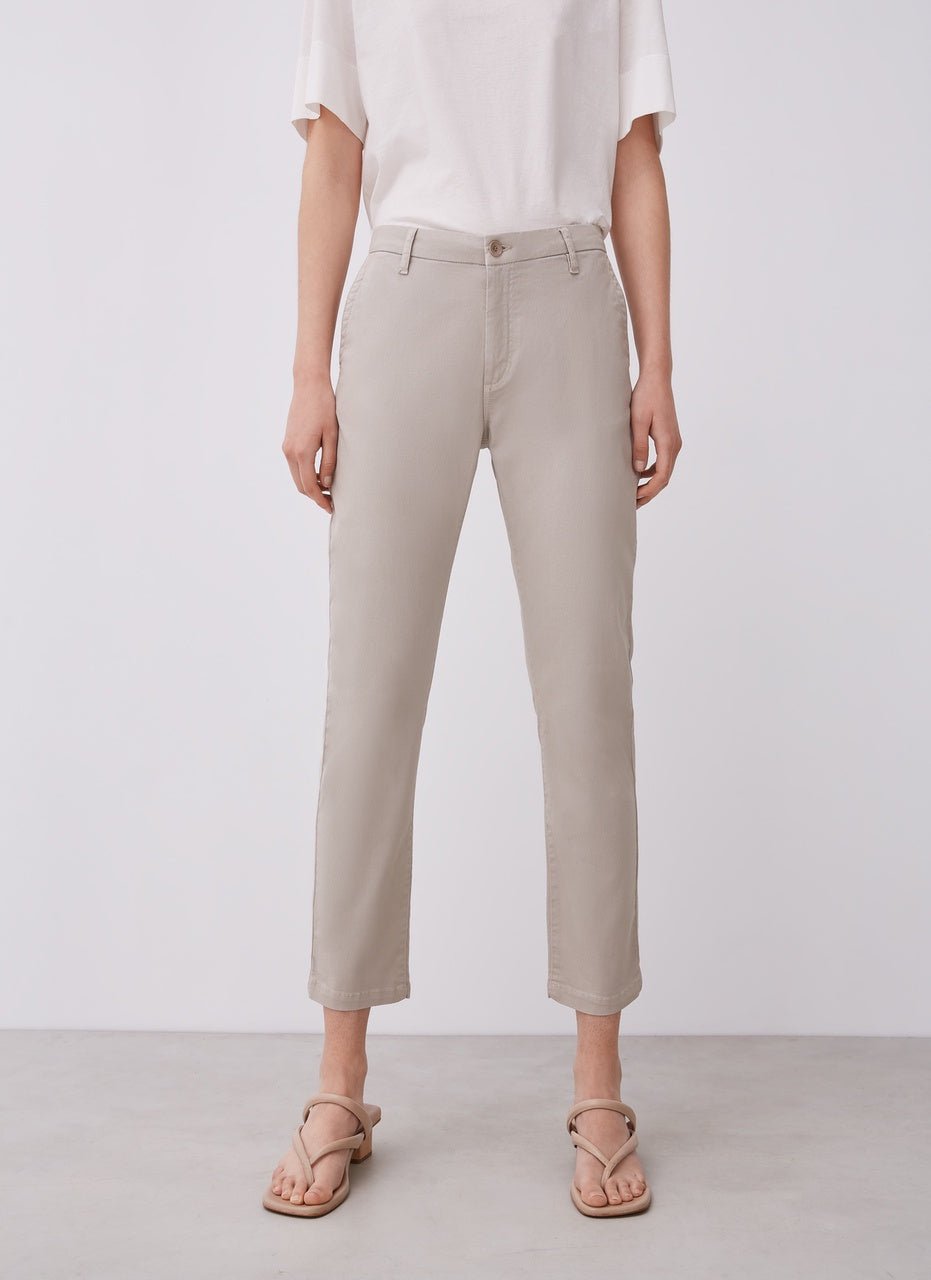 Women Trousers | Stone Elastic Cotton Cigarette Trousers by Spanish designer Adolfo Dominguez
