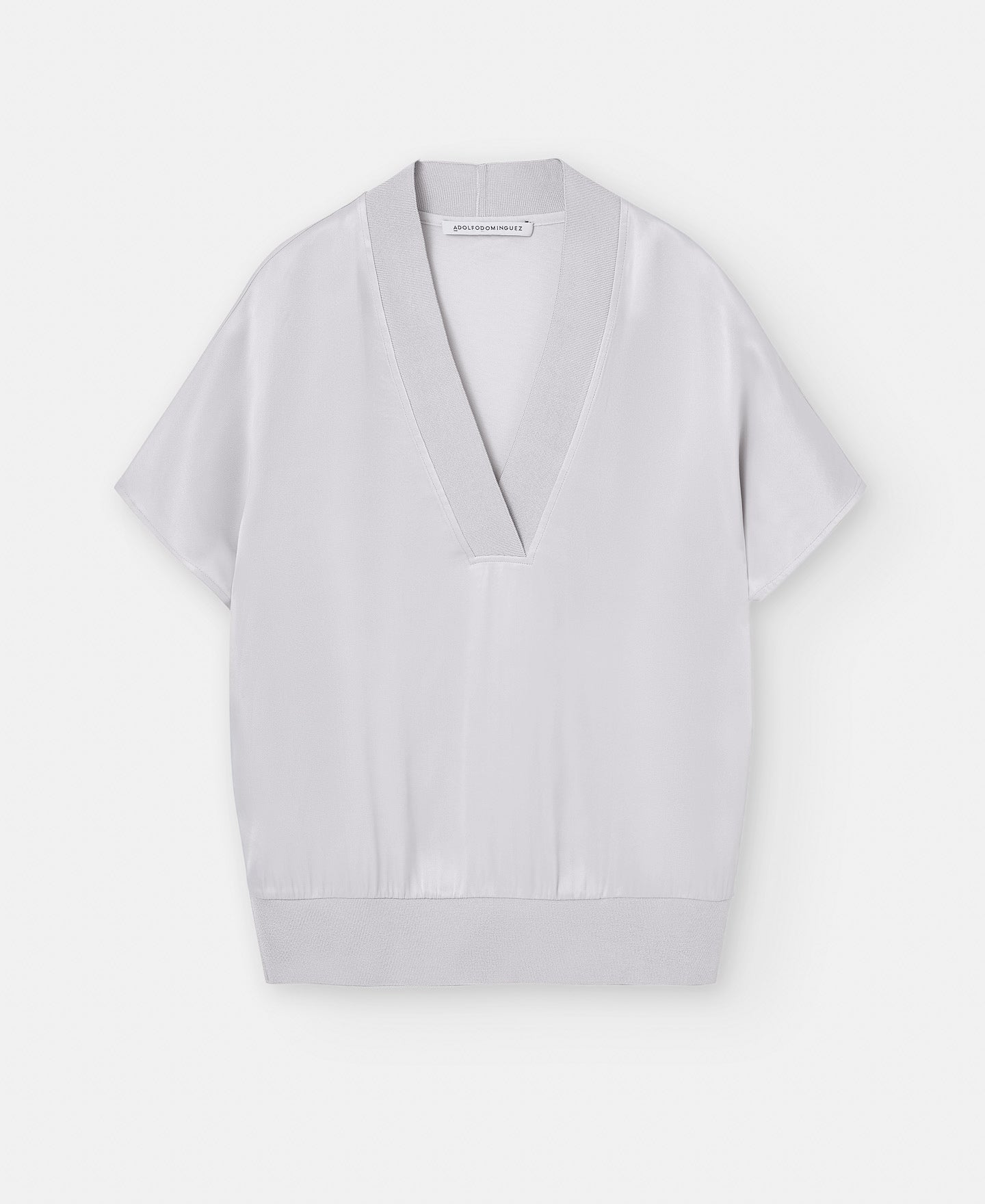 Women T-Shirt (Short Sleeve) | Stone Elasticated Waistband Viscose T-Shirt by Spanish designer Adolfo Dominguez