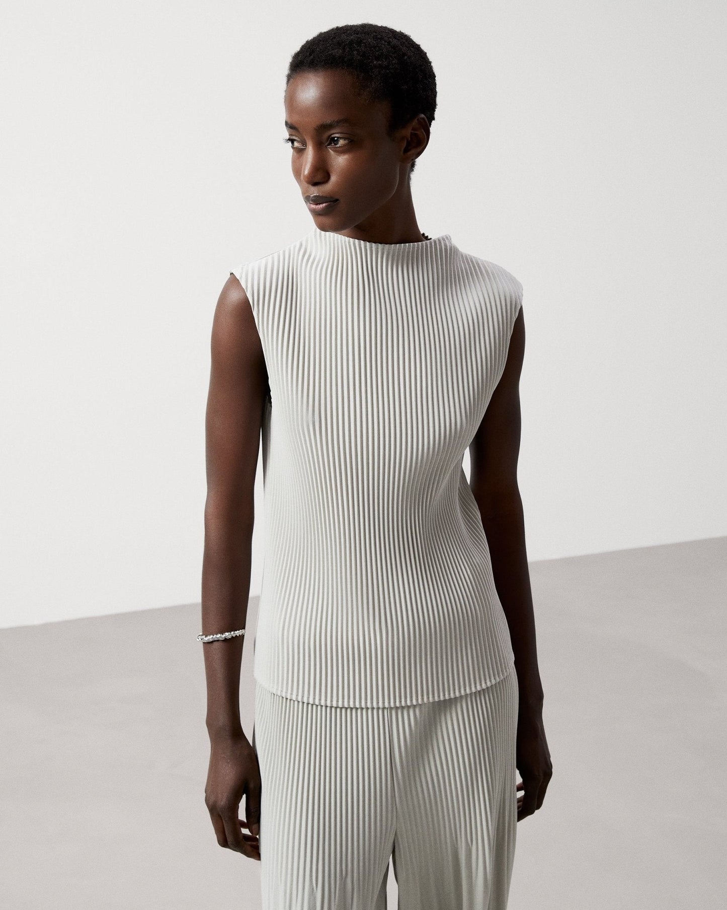 Women Top | Stone Perkins Collar Sleeveless Top by Spanish designer Adolfo Dominguez