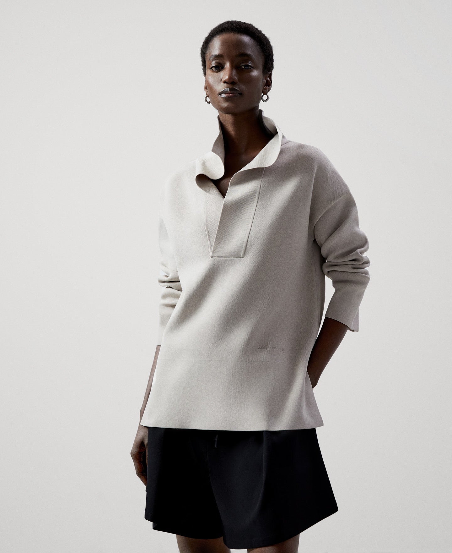 Women Jersey | Stone Recycled Nylon Sweater by Spanish designer Adolfo Dominguez