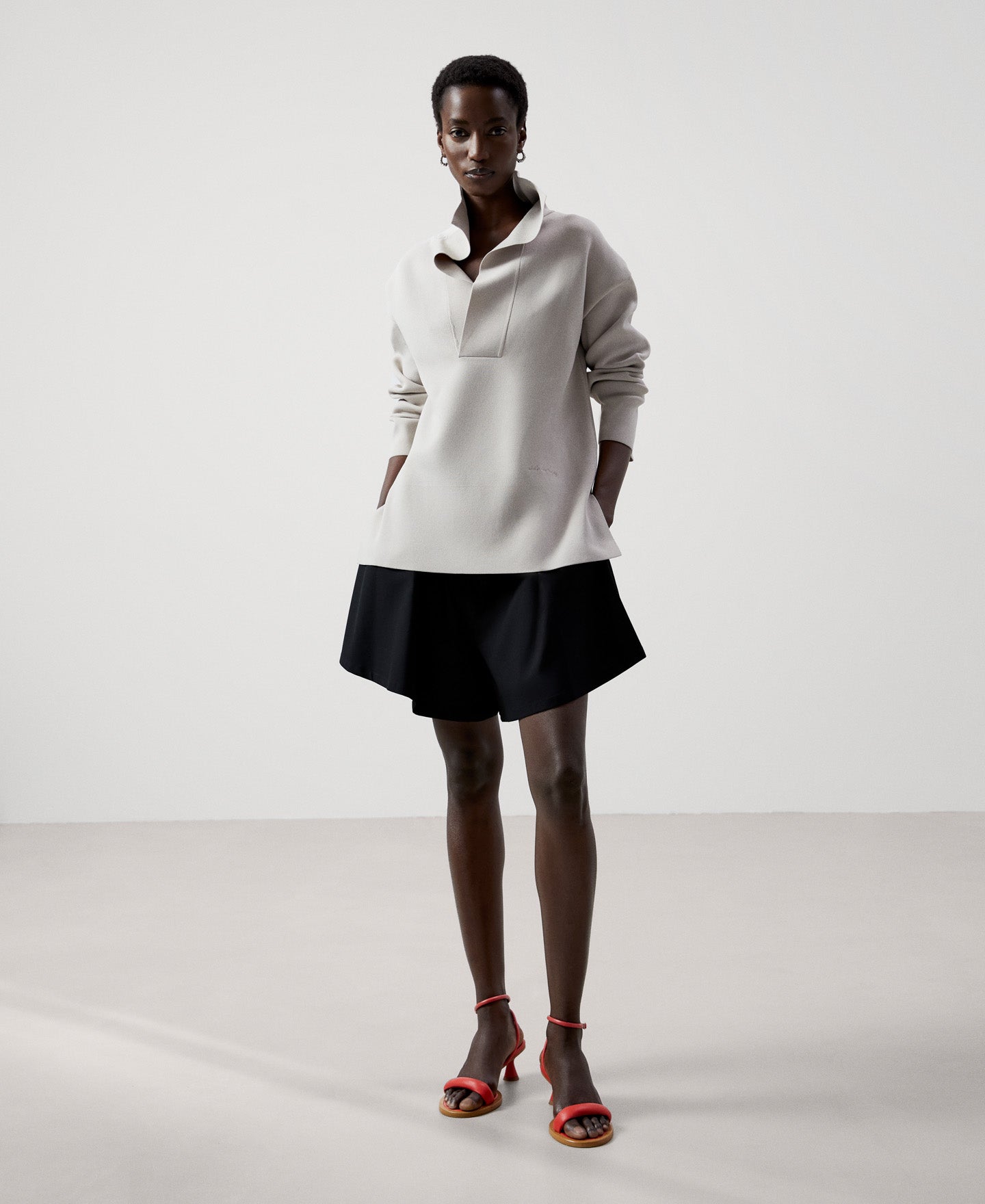Women Jersey | Stone Recycled Nylon Sweater by Spanish designer Adolfo Dominguez