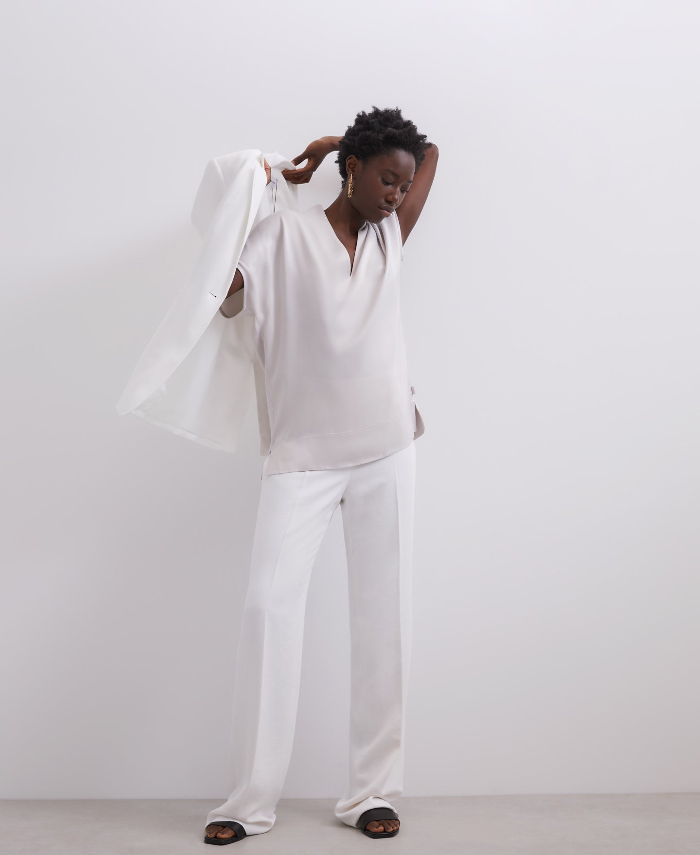 Women Shirt | Stone Stone Viscose V-Neckline Shirt by Spanish designer Adolfo Dominguez