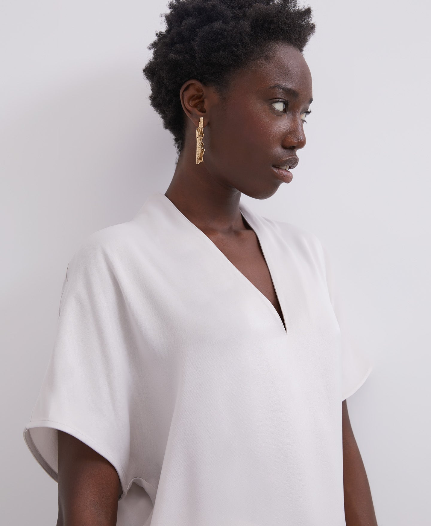 Women Shirt | Stone Stone Viscose V-Neckline Shirt by Spanish designer Adolfo Dominguez