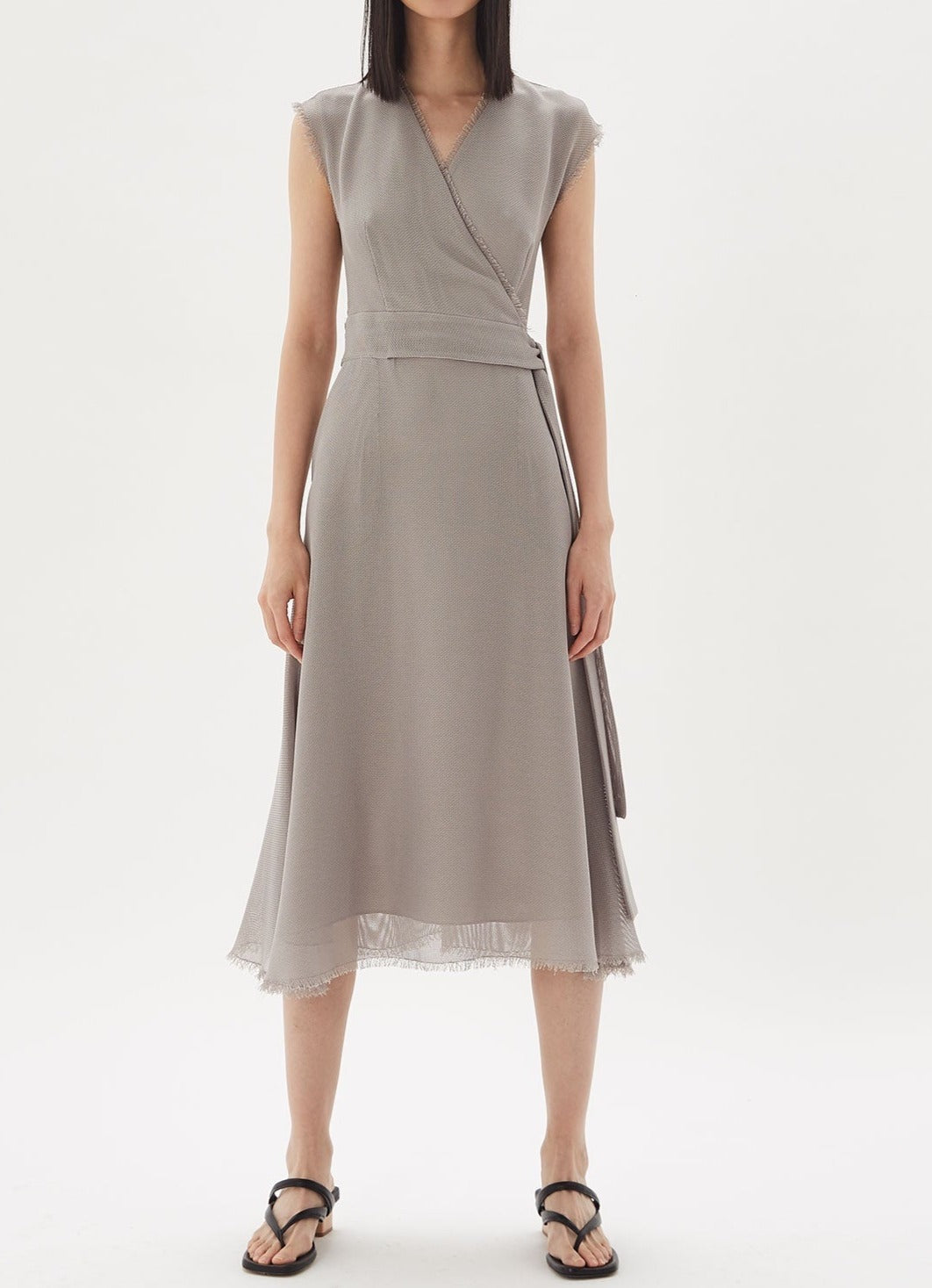 Women Dress | Stone Textured Wrap Dress by Spanish designer Adolfo Dominguez
