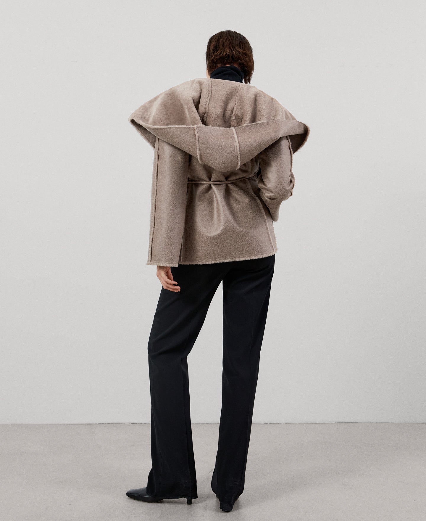 Women Ecoleather | Taupe Coat by Spanish designer Adolfo Dominguez