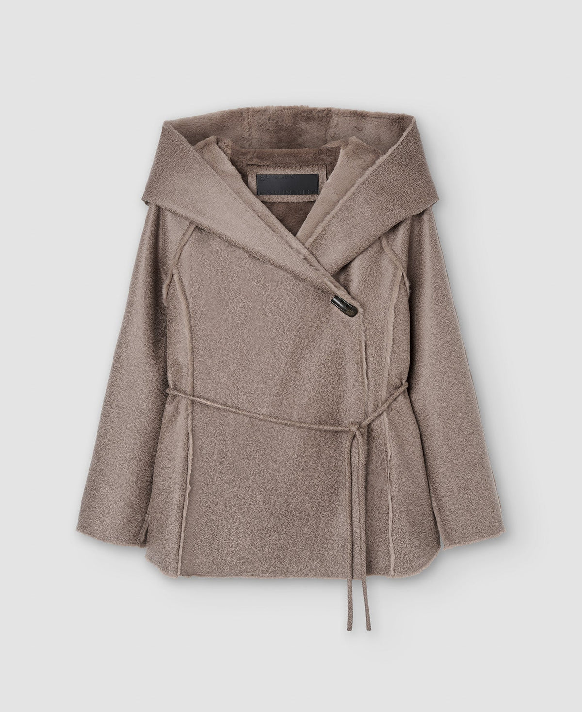 Women Ecoleather | Taupe Coat by Spanish designer Adolfo Dominguez