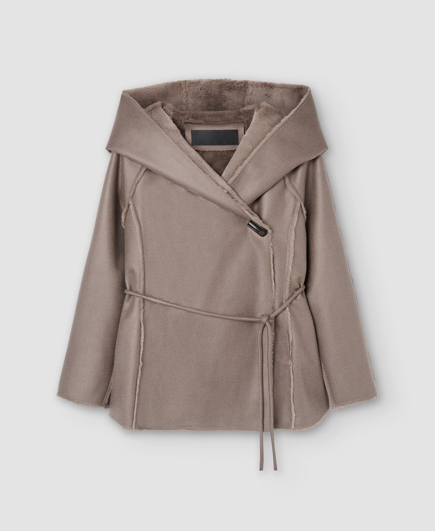 Women Ecoleather | Taupe Coat by Spanish designer Adolfo Dominguez