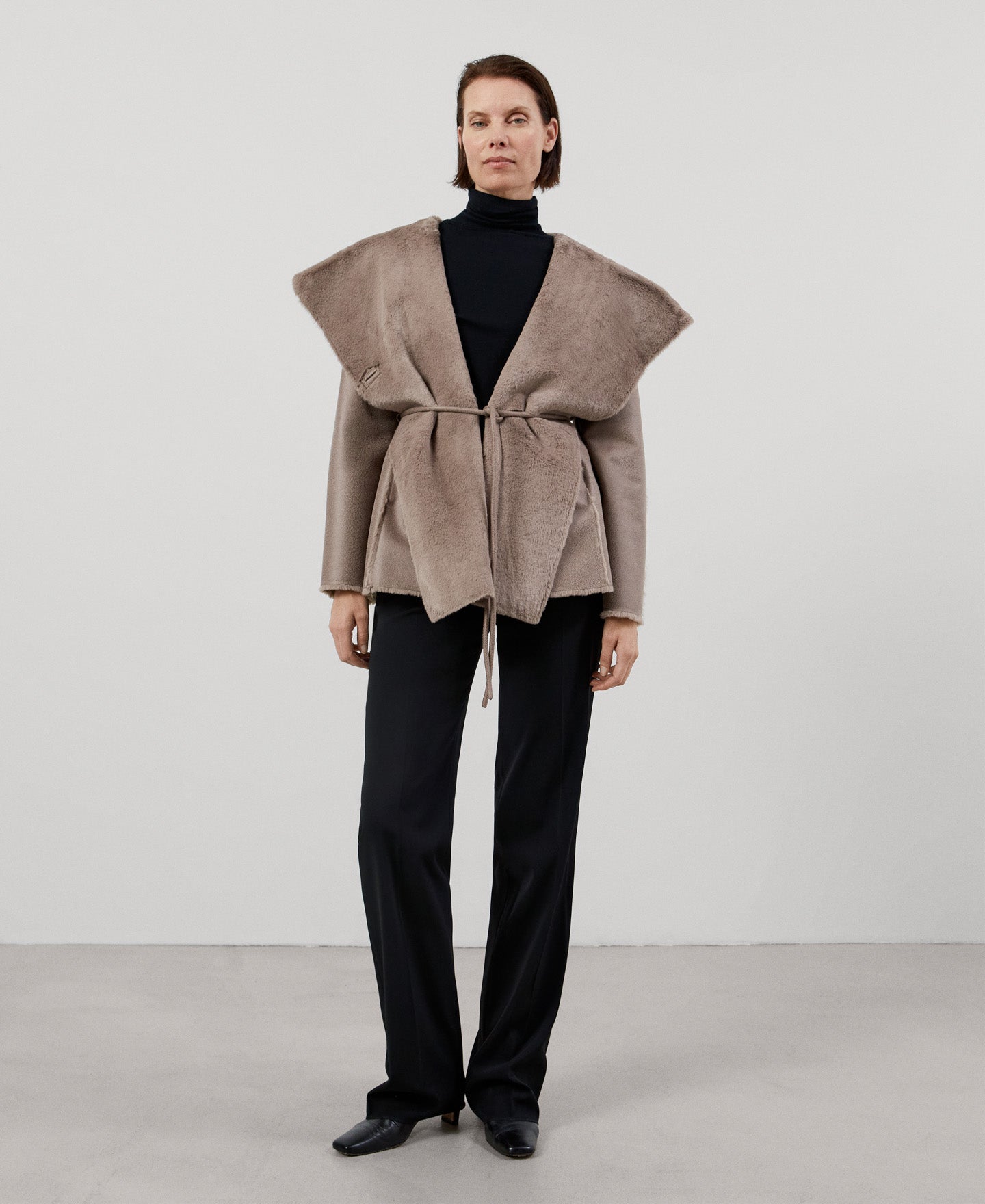 Women Ecoleather | Taupe Coat by Spanish designer Adolfo Dominguez
